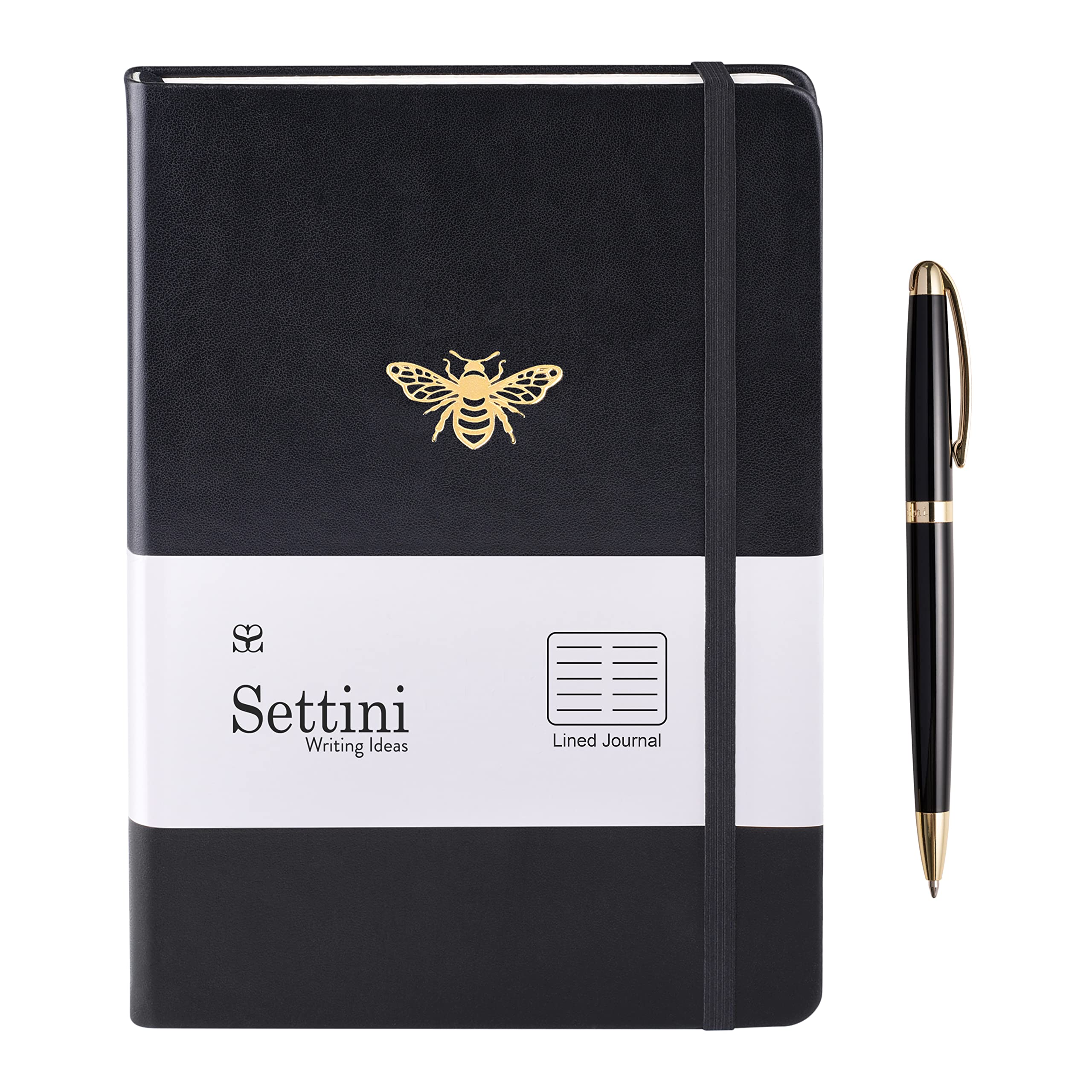 Premium Hardcover Lined Journal Notebook with Luxury Pen - A5 Size Writing Diary for Work, School & Personal Use - Perfect Gift for Writers & Professionals (Black Bee)