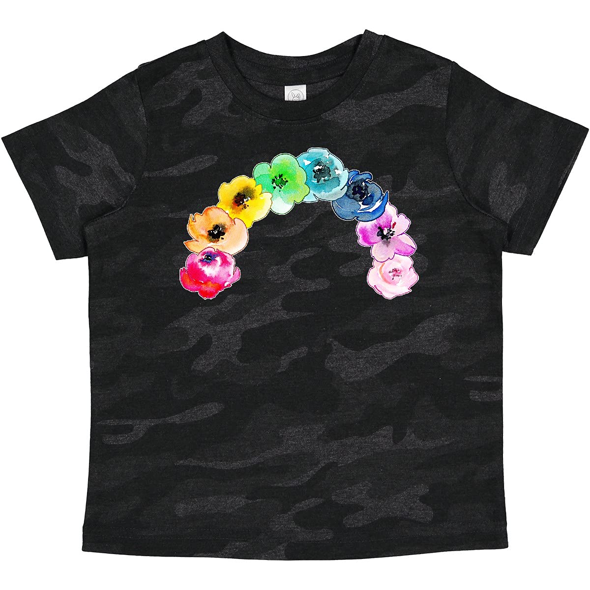 Inktastic Rainbow of Flowers Watercolor Baby T-Shirt - Soft Cotton Cute Floral Print Tee for Infants & Toddlers - Perfect for Playdates, Photo Shoots & Everyday Wear
