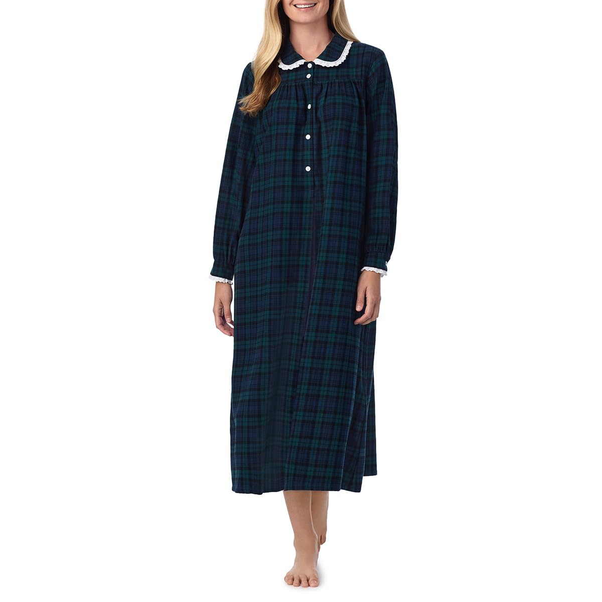 Women's Soft Flannel Pajama Set - Classic Round Neck Long Sleeve Sleepwear Nightgown for Cozy Nights & Relaxing at Home