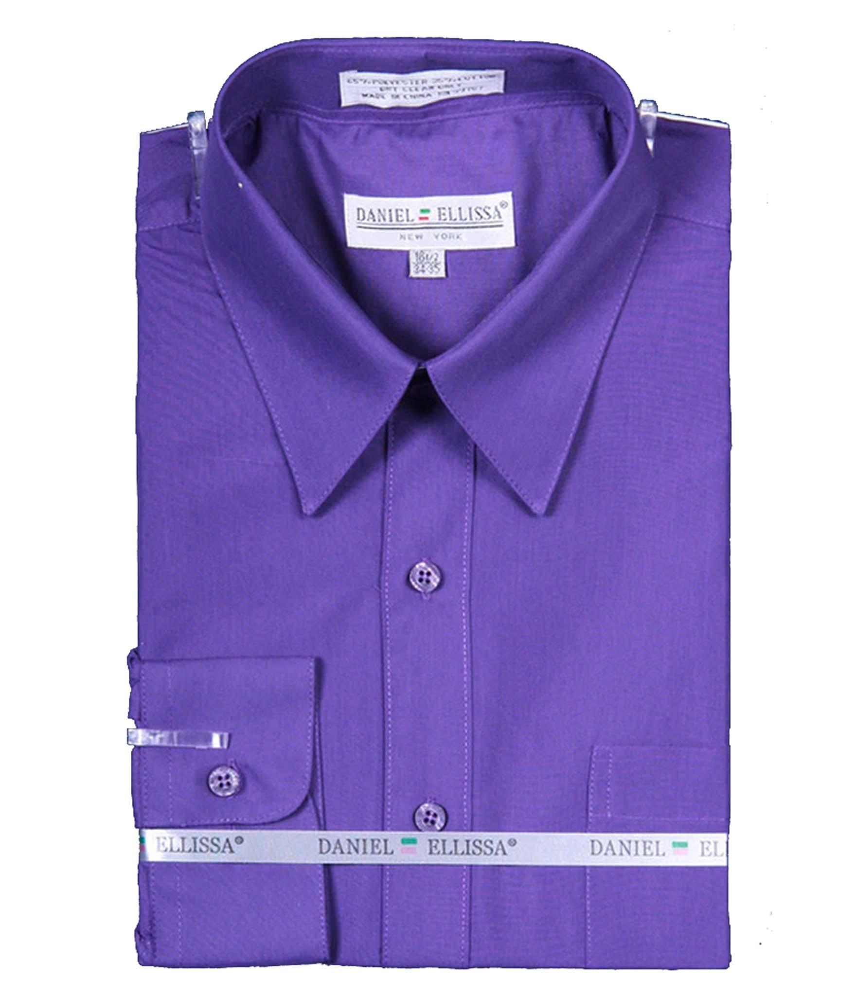 Premium Men's Dress Shirt with Convertible Cuff - Classic Purple Button Down Shirt for Business, Office & Formal Occasions