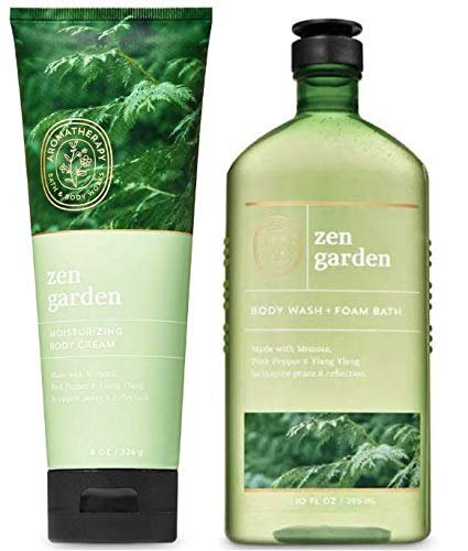 Bath and Body Works Aromatherapy ZEN GARDEN Gift Set - Full Size Moisturizing Body Cream, Body Wash & Foam Bath for Relaxation - Perfect for Spa Nights, Self-Care & Stress Relief