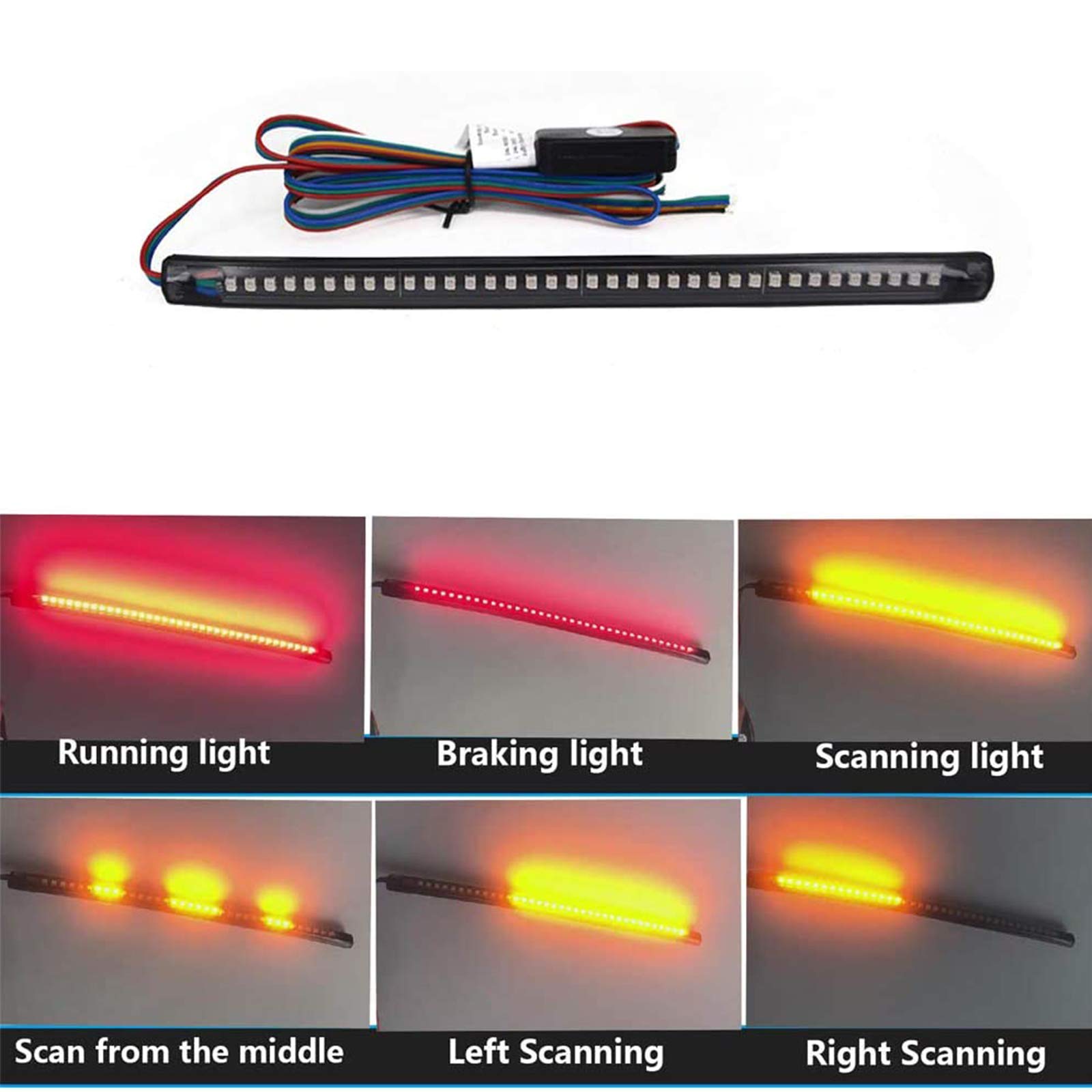 36 LED Universal Motorcycle Turn Signal Light Bar - Red Amber Sequential Blinker Strobe Brake Light, Waterproof Indicator Pilot Lamp for Bike Lighting | Perfect for Night Riding, Safety Warning & Custom Motorcycle Modifications