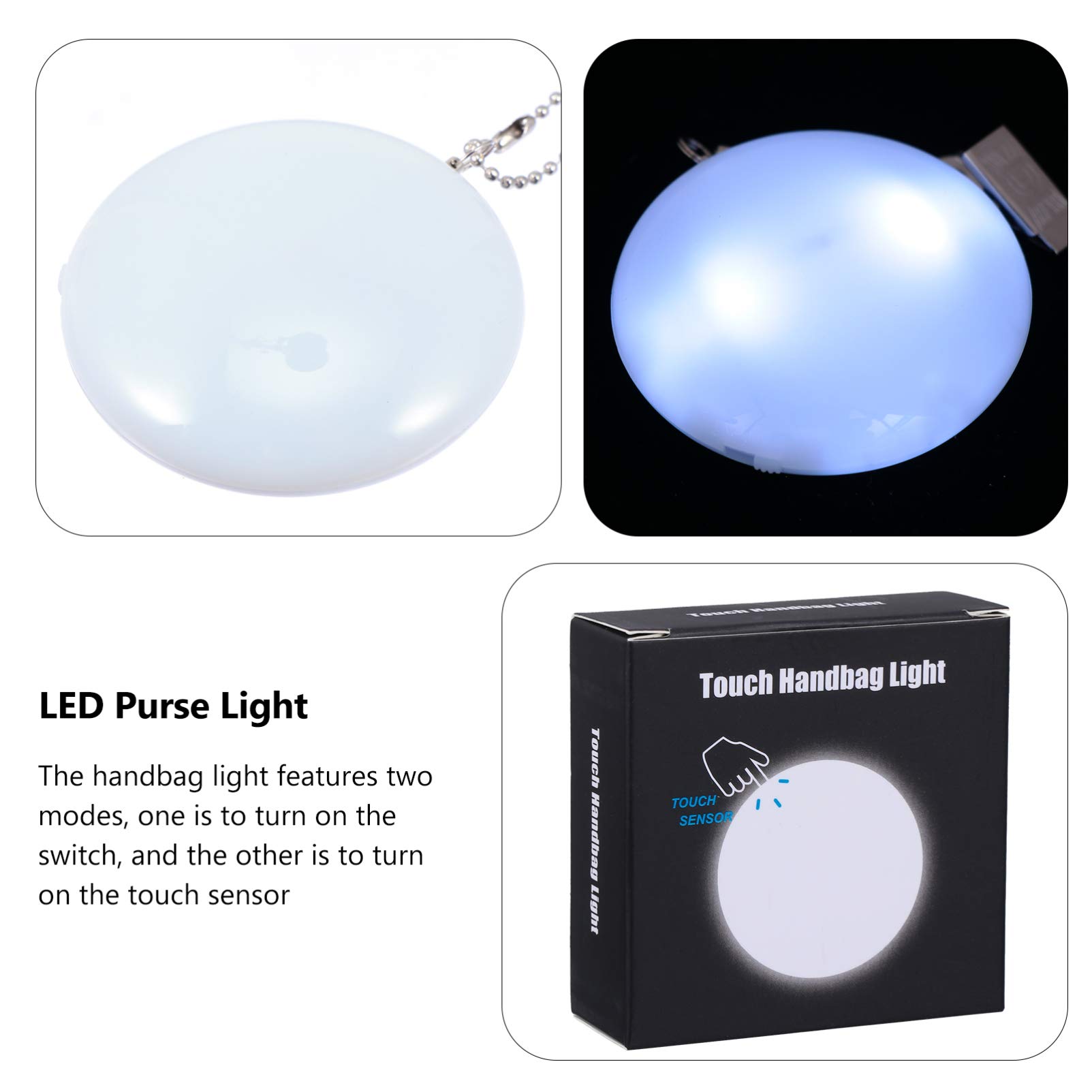 LED Purse Light with Touch Sensor - Hanging Round Bag Night Light for Women & Girls - Perfect for Evening Events, Parties, and Safe Nighttime Visibility