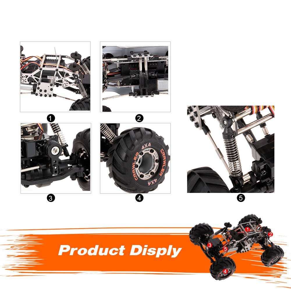 GoolRC 2098B 1/24 Scale 2.4GHz 4WD 4WS Off-Road RC Rock Crawler Car - Ready to Run (RTR) with Double Servo - Remote Control Toy for Kids & Adults - Perfect for Backyard Crawling, Trail Adventures & Indoor Racing