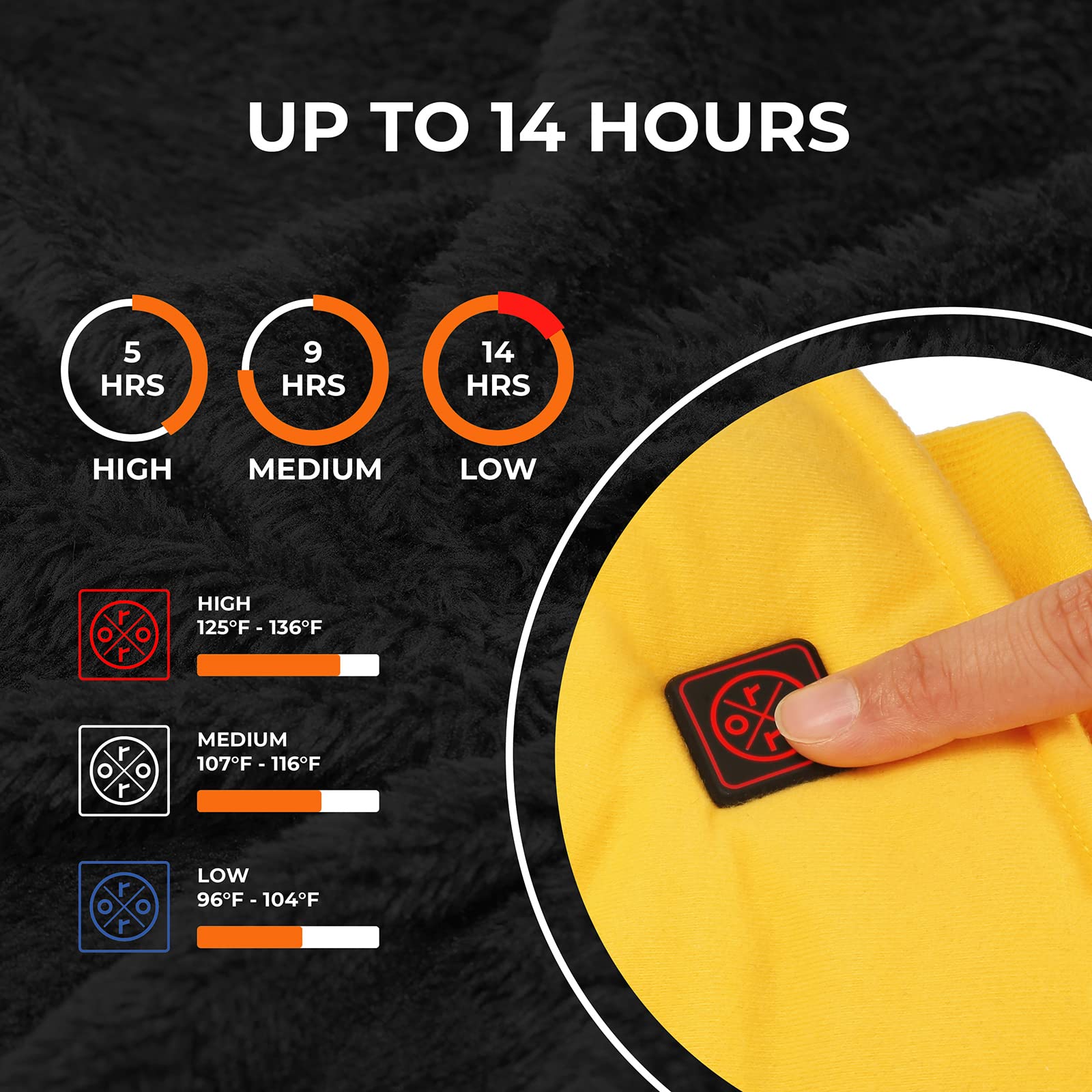 ORORO Rechargeable Electric Hand Warmer Muff - 14 Hours Continuous Heating, Portable Battery-Powered Hand Warmer Pouch (Yellow) - Perfect for Winter Outdoor Activities, Camping, Skiing & Cold Weather Commutes