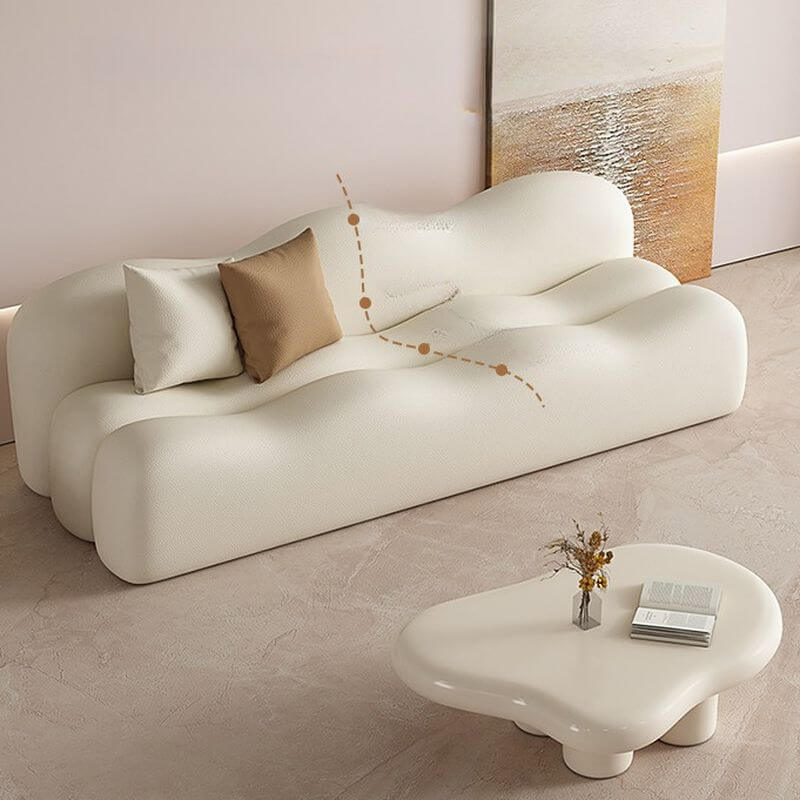 Stylish Waterproof Solid Color Sofa in Chalk - Comfortable 3-5 Seater for Living Room, Lounge & Family Gatherings