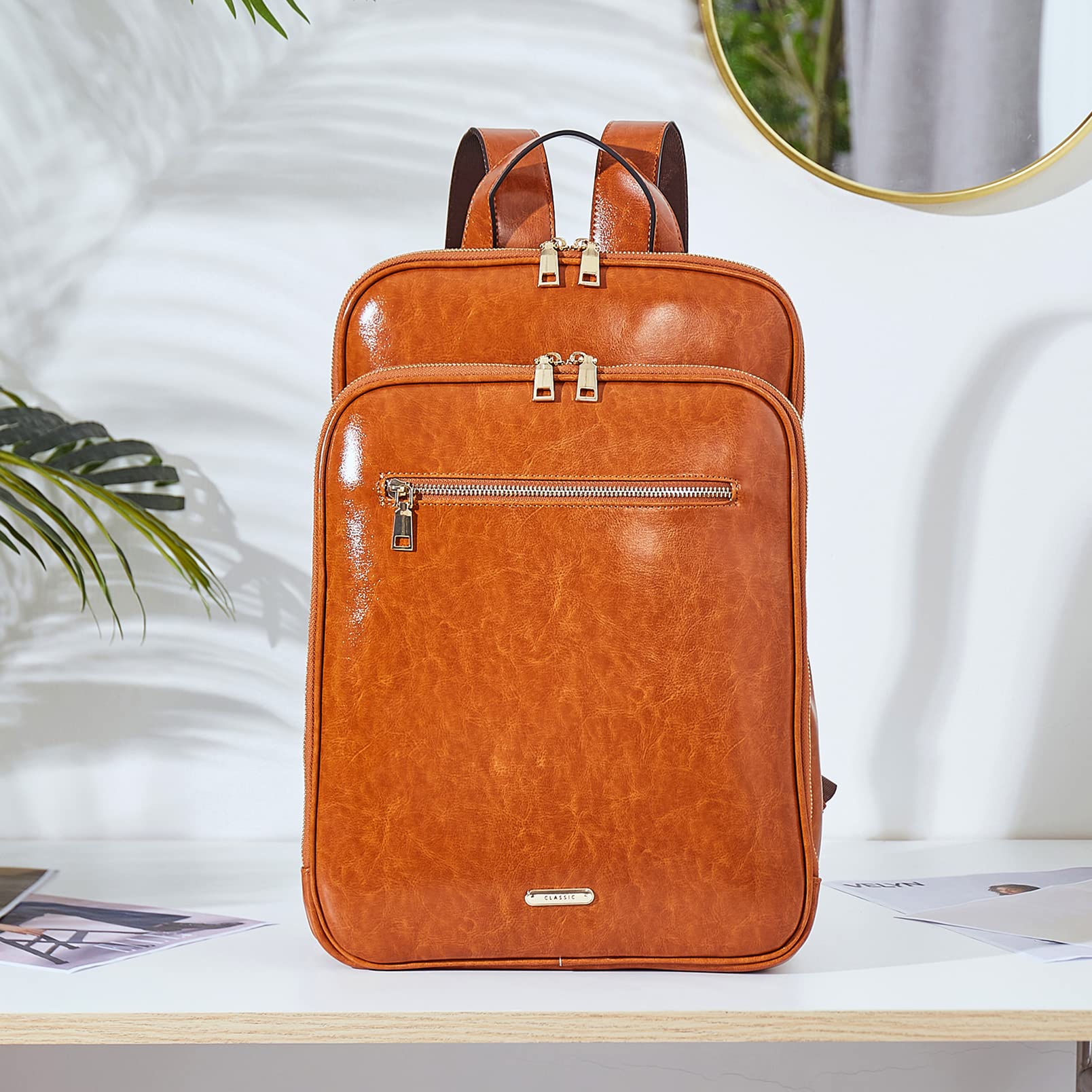 Telena Women's Laptop Backpack - Stylish 15.6 Inch Computer Bag for Work, College & Travel - Durable Casual Business Backpack (Brown) - Perfect for Office, School & Daily Commute