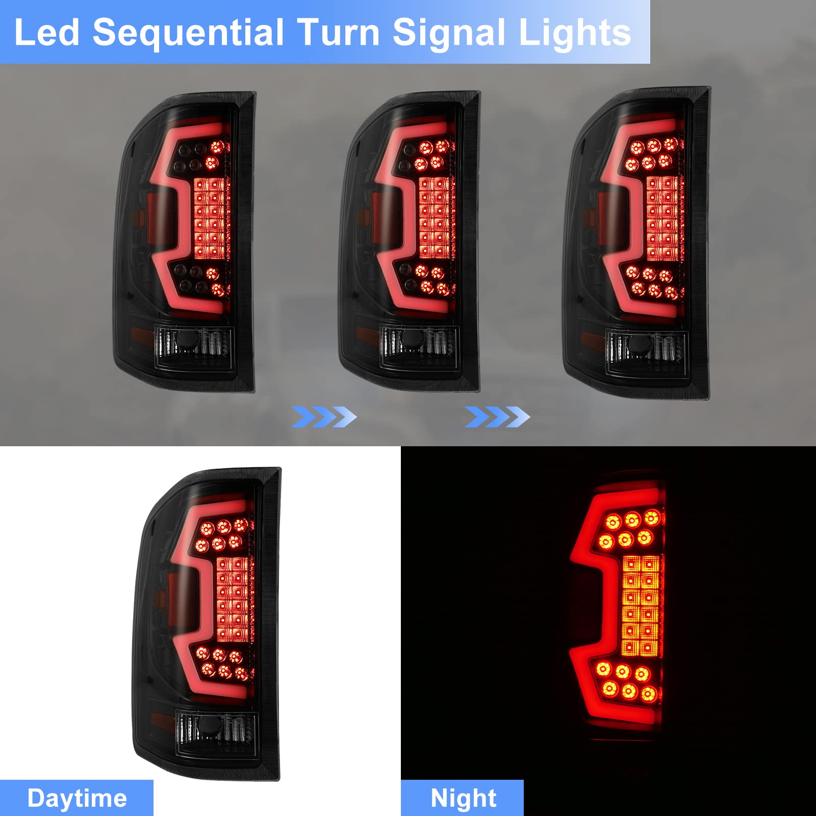 ROXX LED Tail Lights for 2007-2013 Chevy Silverado 1500 & 2007-2014 GMC Sierra 3500HD Dually - Clear Lens Replacement - Perfect for Night Driving & Enhanced Visibility