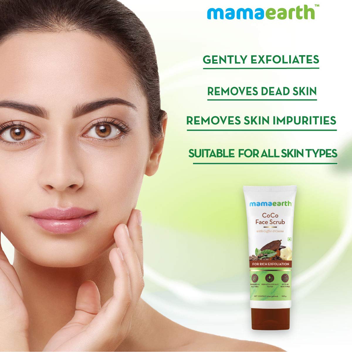 Mamaearth CoCo Face Scrub with Coffee & Cocoa for Deep Exfoliation - 100g | Natural Skincare for Glowing Skin | Perfect for Daily Face Cleansing & Blackhead Removal
