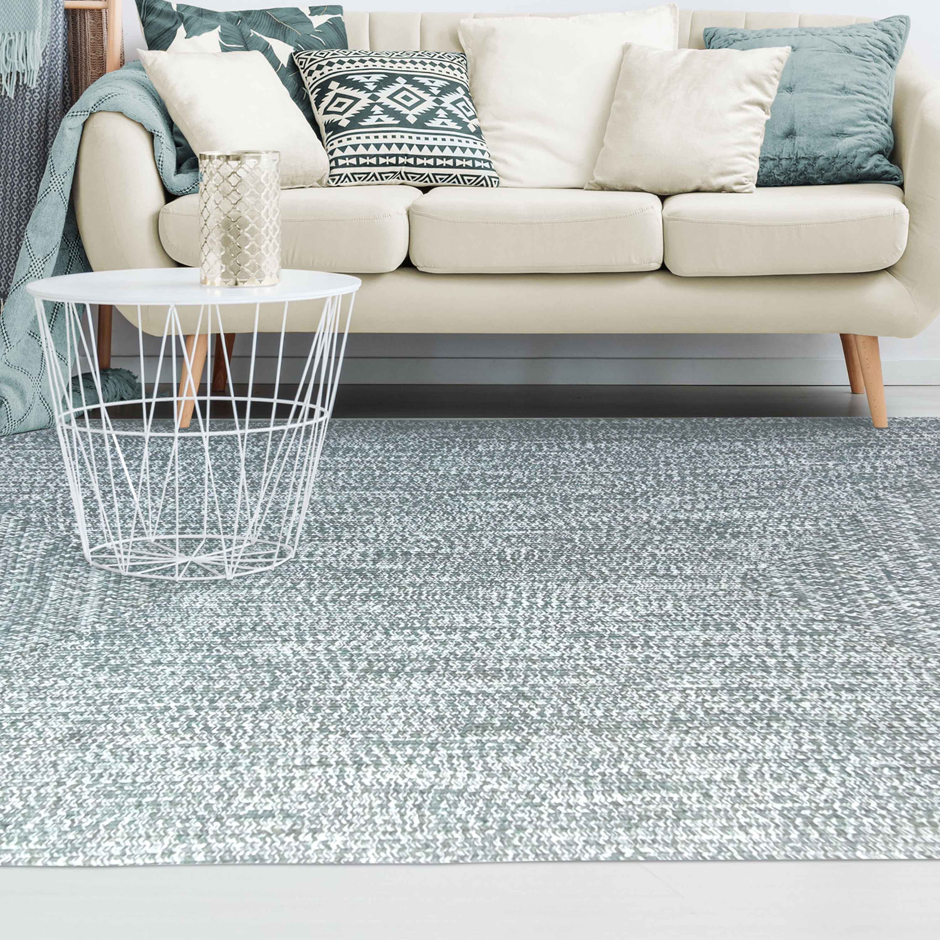 Two-Toned Braided Bohemian Area Rug - Indoor/Outdoor Use for Living Room, Bedroom, Patio & Deck - Soft & Durable Home Decor