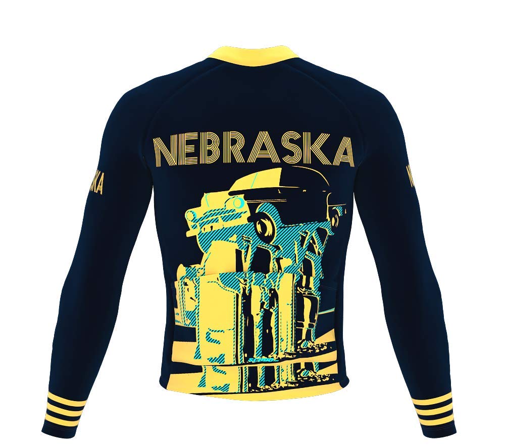 ScudoPro Thermal Long Sleeve Cycling Jersey for Men - Nebraska USA State Icon Design - Winter Bike Riding Gear for Cold Weather Cycling & Outdoor Sports
