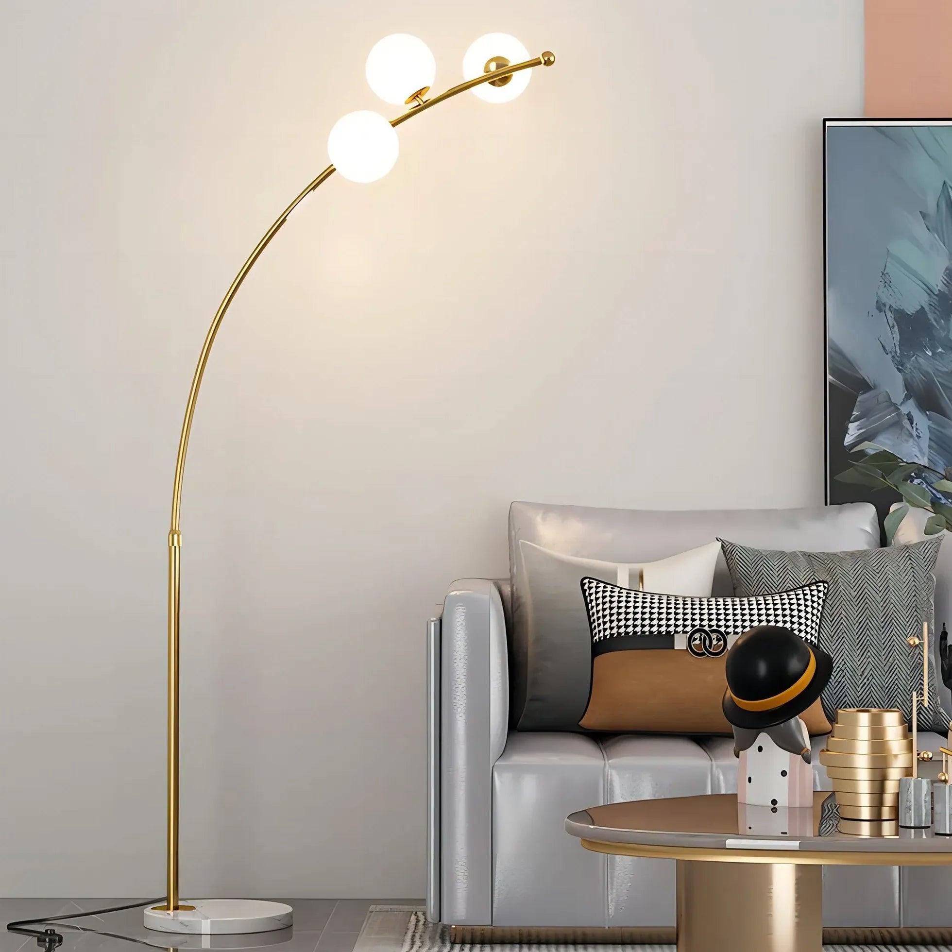 Modern White Multi Ball Arched Floor Lamp - Stylish Lighting for Living Room, Bedroom & Office Decor