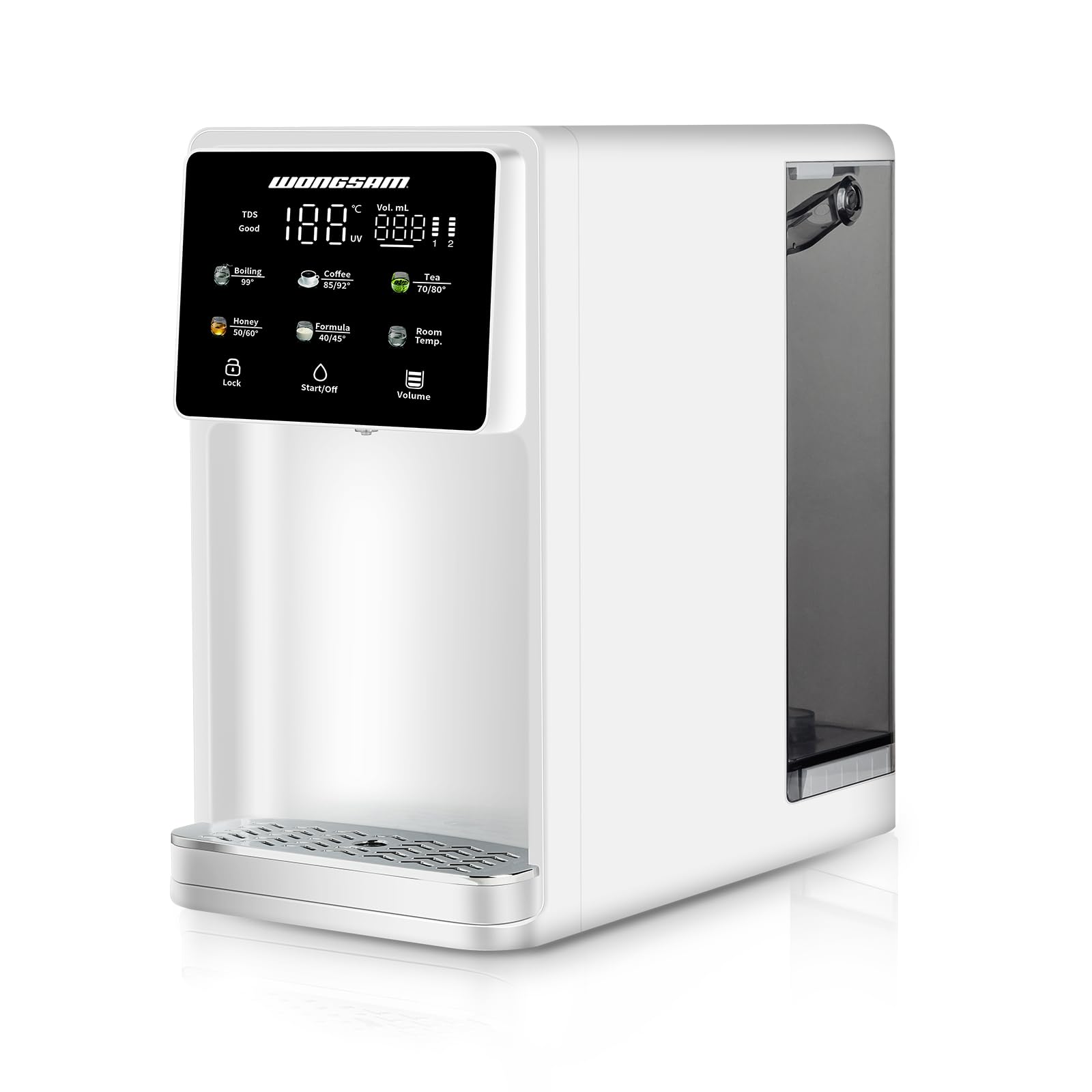 YQC-002 UV Countertop Reverse Osmosis Water Filtration System - 5 Stage RO Water Filter with 4:1 Pure to Drain Ratio & Instant Hot Water Dispenser - No Installation Required for Home, Office, Kitchen, RV & Camping Use