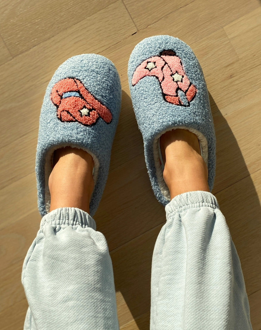 Cowgirl Cozy Slippers - Soft Fuzzy House Shoes for Women, Western Rodeo Inspired Comfortable Indoor Footwear - Perfect for Lounging, Relaxing at Home, and Country Themed Parties