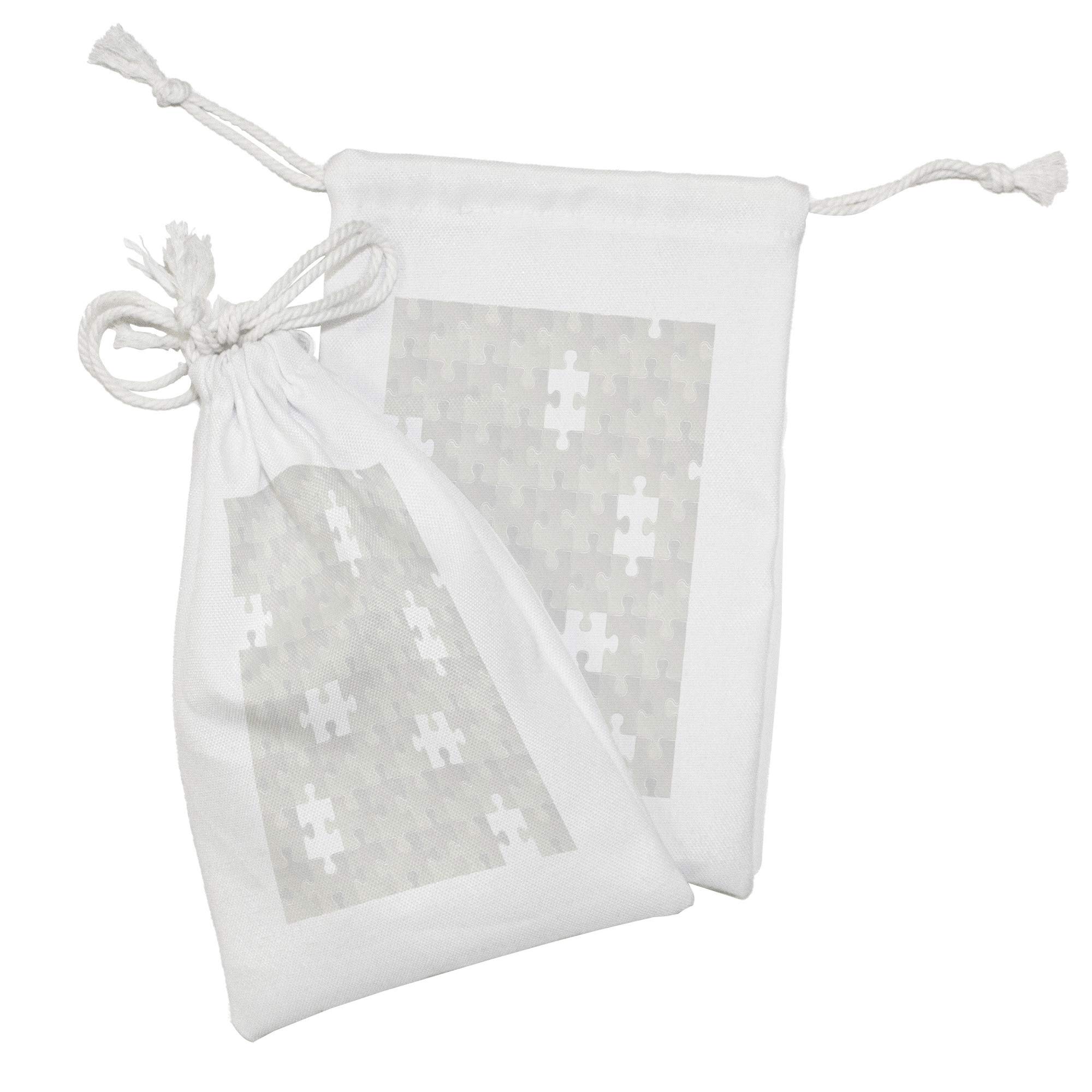 Ambesonne Grey Fabric Pouch Set of 2 - Abstract Game Pattern Drawstring Bags for Toiletries, Masks, Jewelry & Party Favors (9