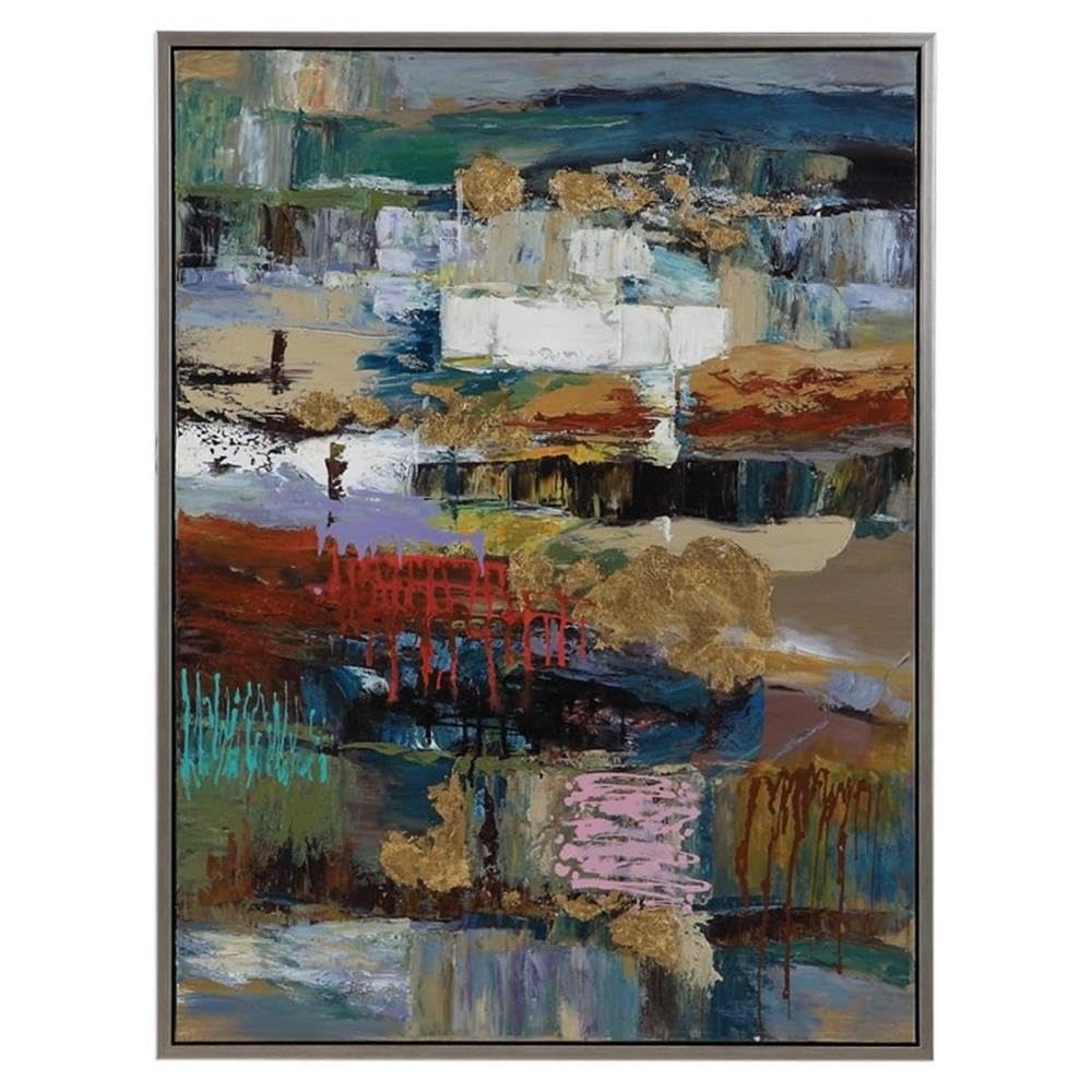 BOWERY HILL Contemporary Abstract Hand Painted Canvas Wall Art - Modern Home Decor for Living Room, Bedroom & Office