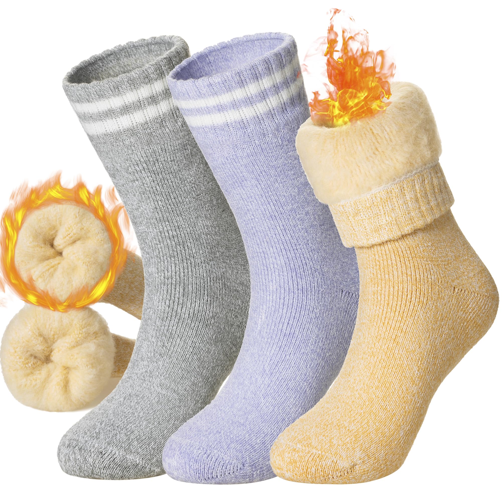 DoSmart Women's Thermal Ski Socks - 3 Pairs for Winter & Cold Weather Hiking