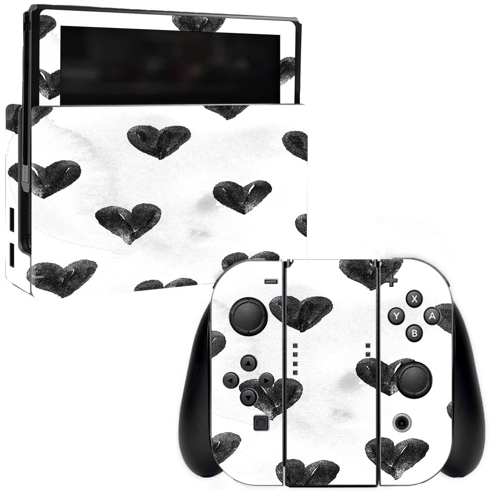 MightySkins Vinyl Decal Wrap Cover for Nintendo Switch - Ink Hearts Design | Protective & Durable Skin | Easy to Apply & Remove | Made in USA | Perfect for Gaming, Travel & Personalization