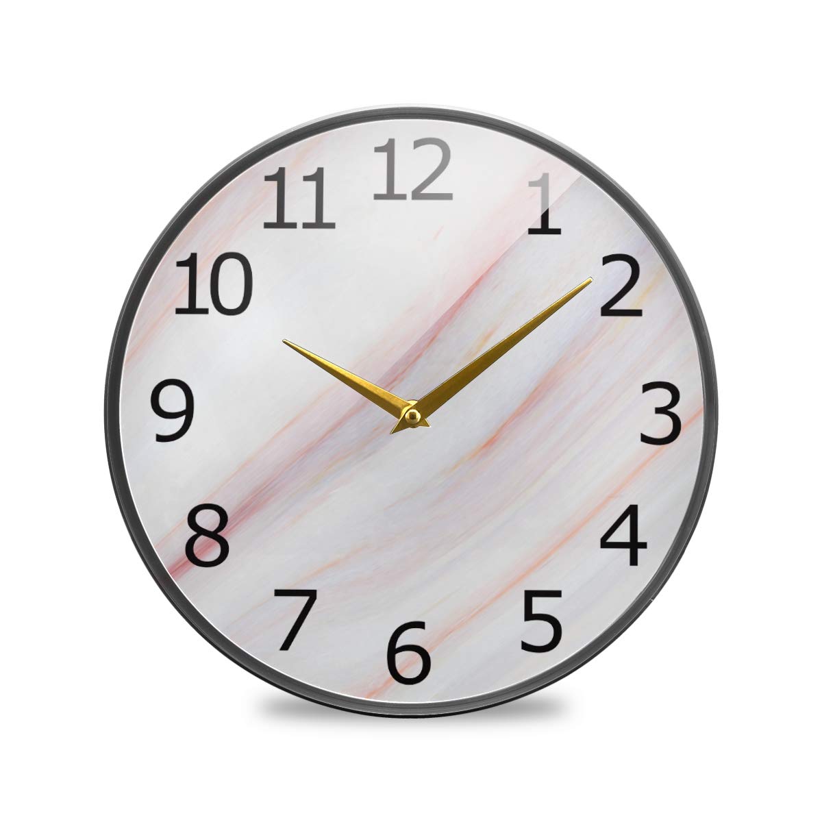 ALAZA 9.5 Inch Pink Marble Rose Gold Abstract Art Wall Clock - Silent Non-Ticking Battery Operated Round Clock for Home, Bedroom, Living Room, Dorm, Office & School Decor | Perfect for Modern Interior Design, Gift Giving & Quiet Workspaces