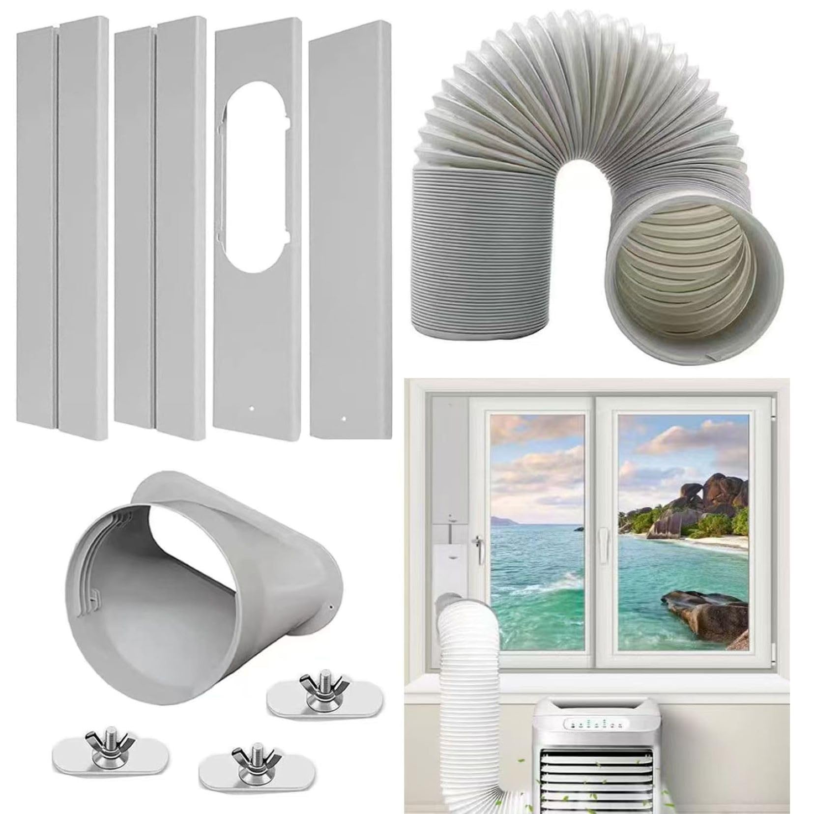 Portable Air Conditioner Vent Kit - Adjustable Window Seal Slide Kit for Sliding Window AC Unit, Fits 5.1
