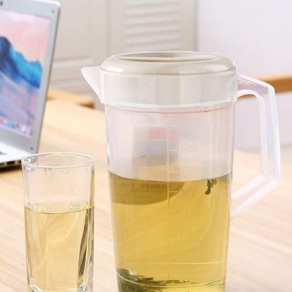 Large 2.5L Plastic Water Pitcher with Lid - BPA Free Beverage Dispenser for Hot & Cold Drinks, Iced Tea, Lemonade - Perfect for Kitchen, Parties, Outdoor Picnics (10x10x23cm, Beige)