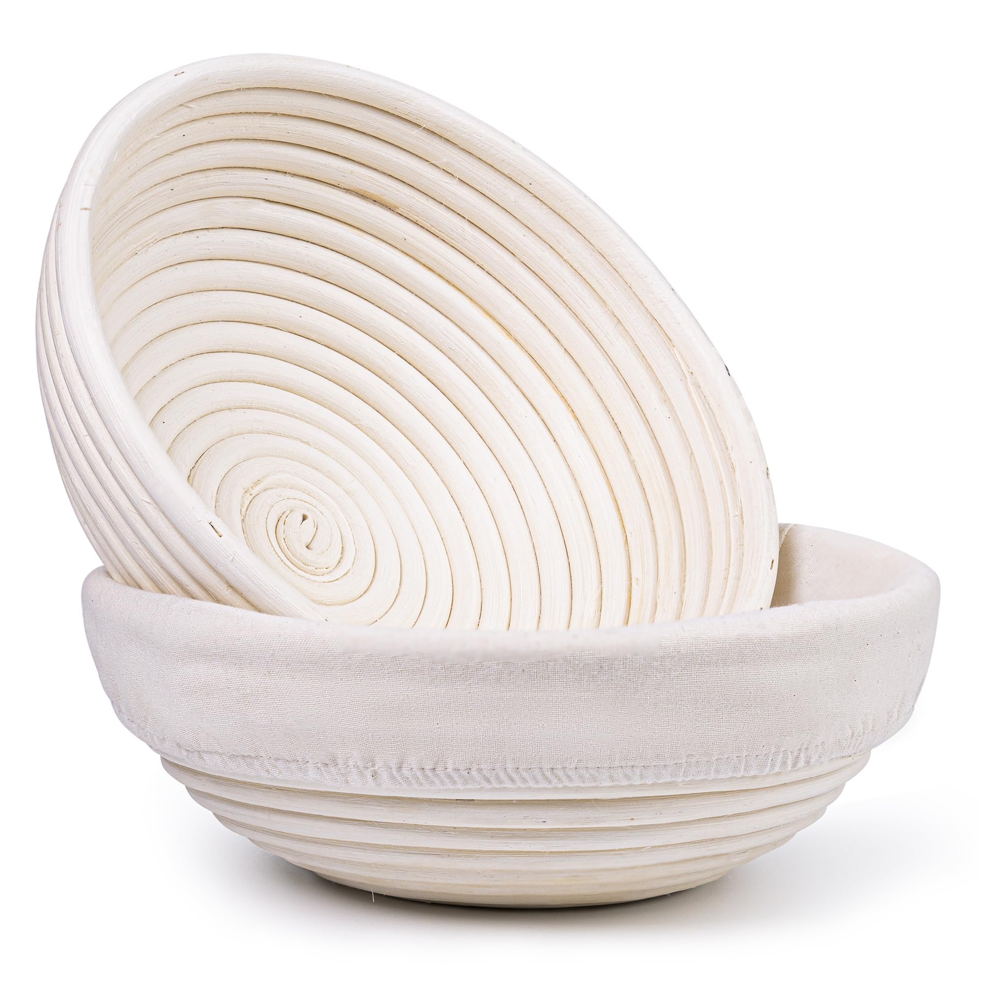 2-Pack Round Bread Proofing Baskets with Liners – 9 Inch Dough Rising Bowls for Sourdough Baking | Professional & Home Baker Essential | Perfect for Artisan Bread, Homemade Loaves & Rustic Pastries