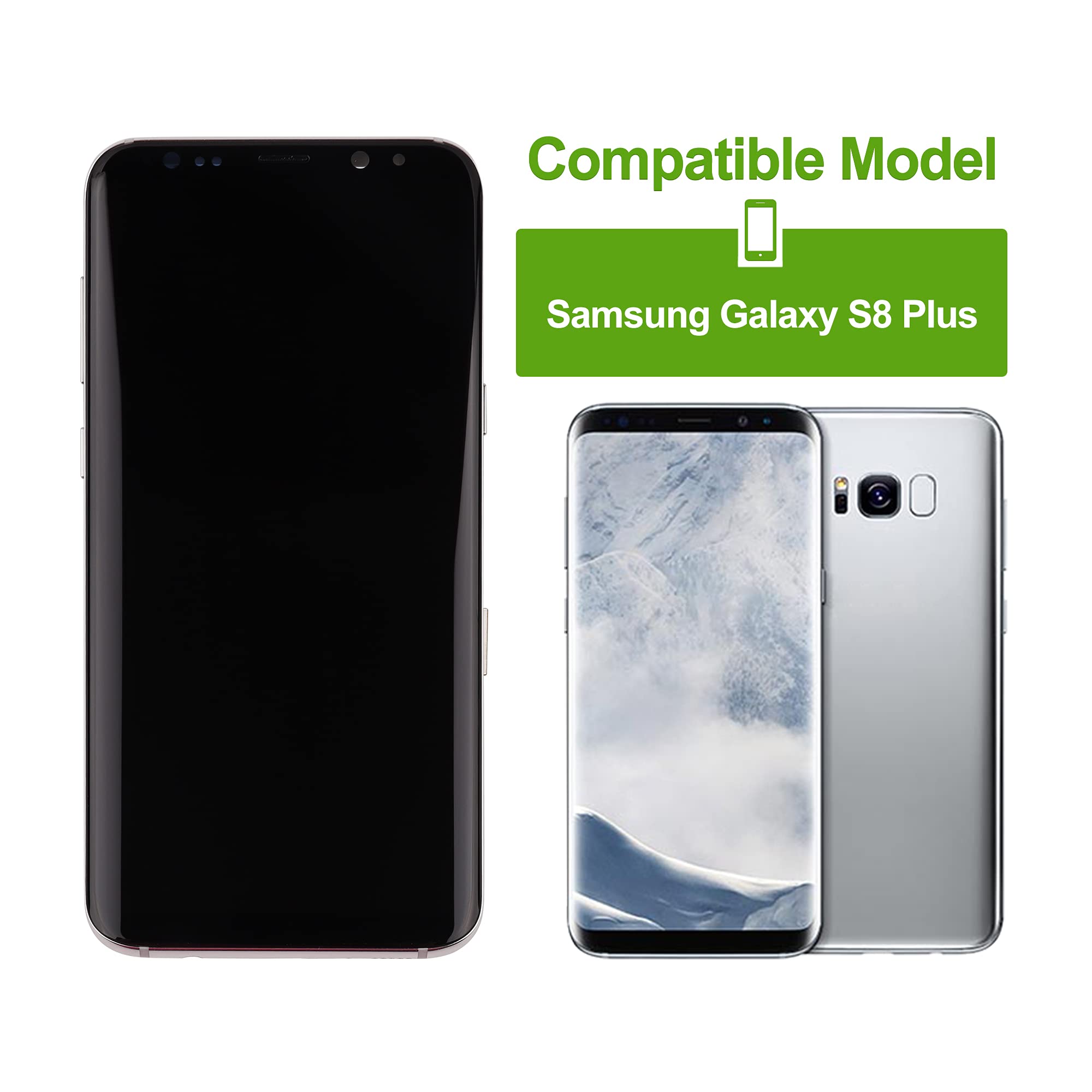 Samsung Galaxy S8+ Plus AMOLED Screen Replacement - Arctic Silver LCD Display Touch Digitizer with Frame & Repair Tools | DIY Phone Repair Kit for Cracked or Damaged Screens