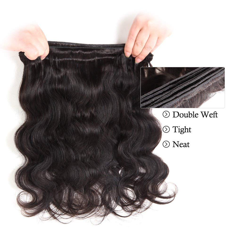 100% Unprocessed Brazilian Virgin Human Hair Bundles - 20 22 24 Inch Body Wave Weave - 12A Grade Natural Black Hair Extensions for Styling, Braiding & Everyday Wear