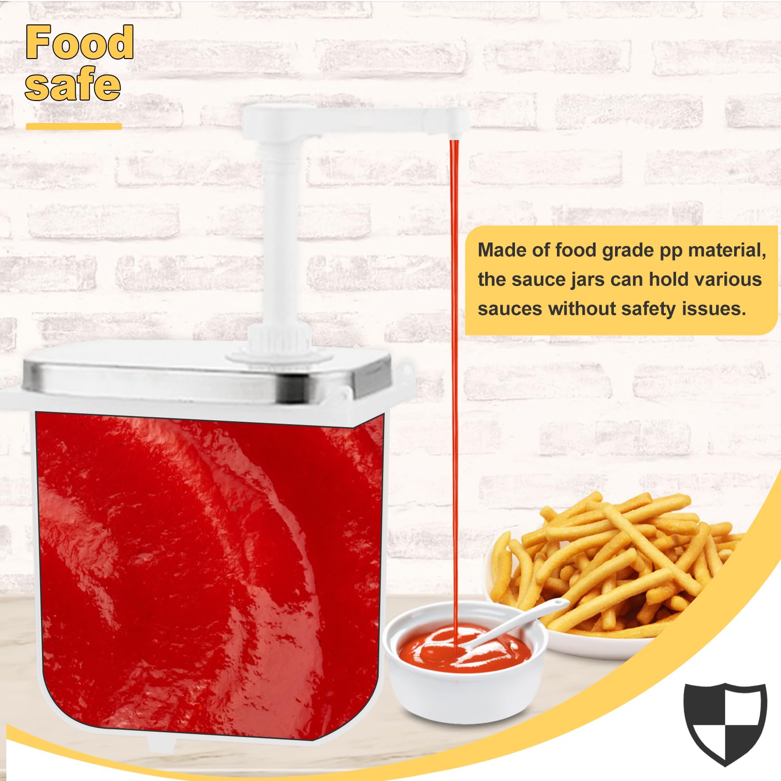 10L Stainless Steel Sauce Dispenser Pump with 5 Jars (2.3 Quart Each) - Commercial Condiment Pump Station for Restaurants, Catering & Food Service