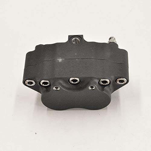 Black Ultima FRONT Brake Caliper Mount for 1984-1999 Harley Davidson Models (Except FXSTS) - Chrome 4-Piston Caliper Included - Compatible with Harley Chopper, Bobber & Cafe Racer Motorcycles - Perfect for Custom Bike Builds and Performance Upgrades