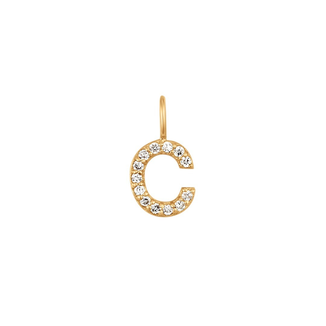 14K Yellow Gold Diamond Initial Charm Pendant - Personalized Name Necklace for Women, Perfect Gift for Birthday, Anniversary & Valentine's Day