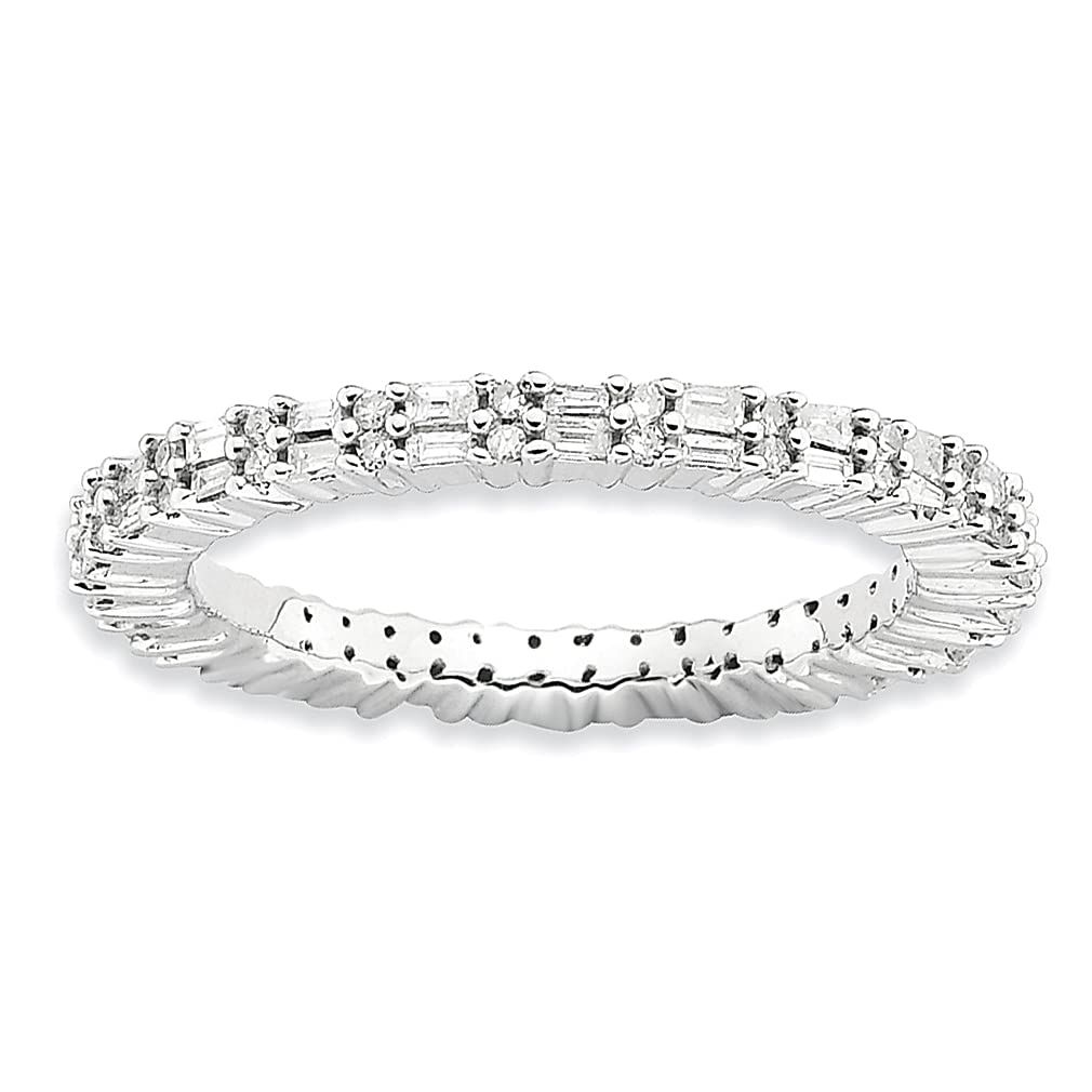 925 Sterling Silver Diamond Band Ring for Women - Stackable, Elegant & Dainty Fine Jewelry - Perfect Gift for Her (Anniversary, Birthday, Valentine's Day)