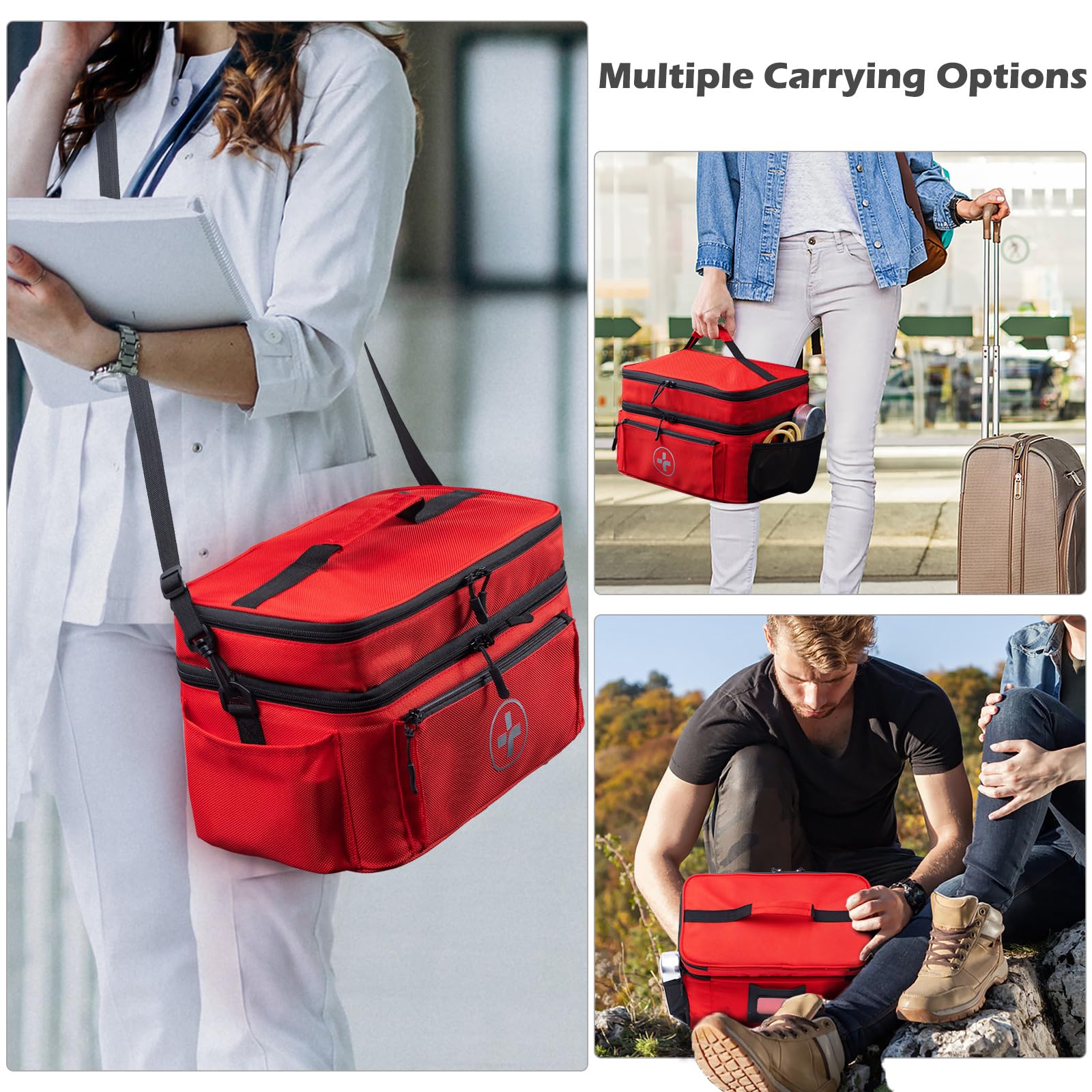 BAGSFY Travel Medicine Bag Organizer - Large Empty Medical Pouch for Pills & First Aid Supplies | Portable Medication Storage Case for Home, Car & Emergency Kit | Perfect for Travel, Camping & Daily Health Management