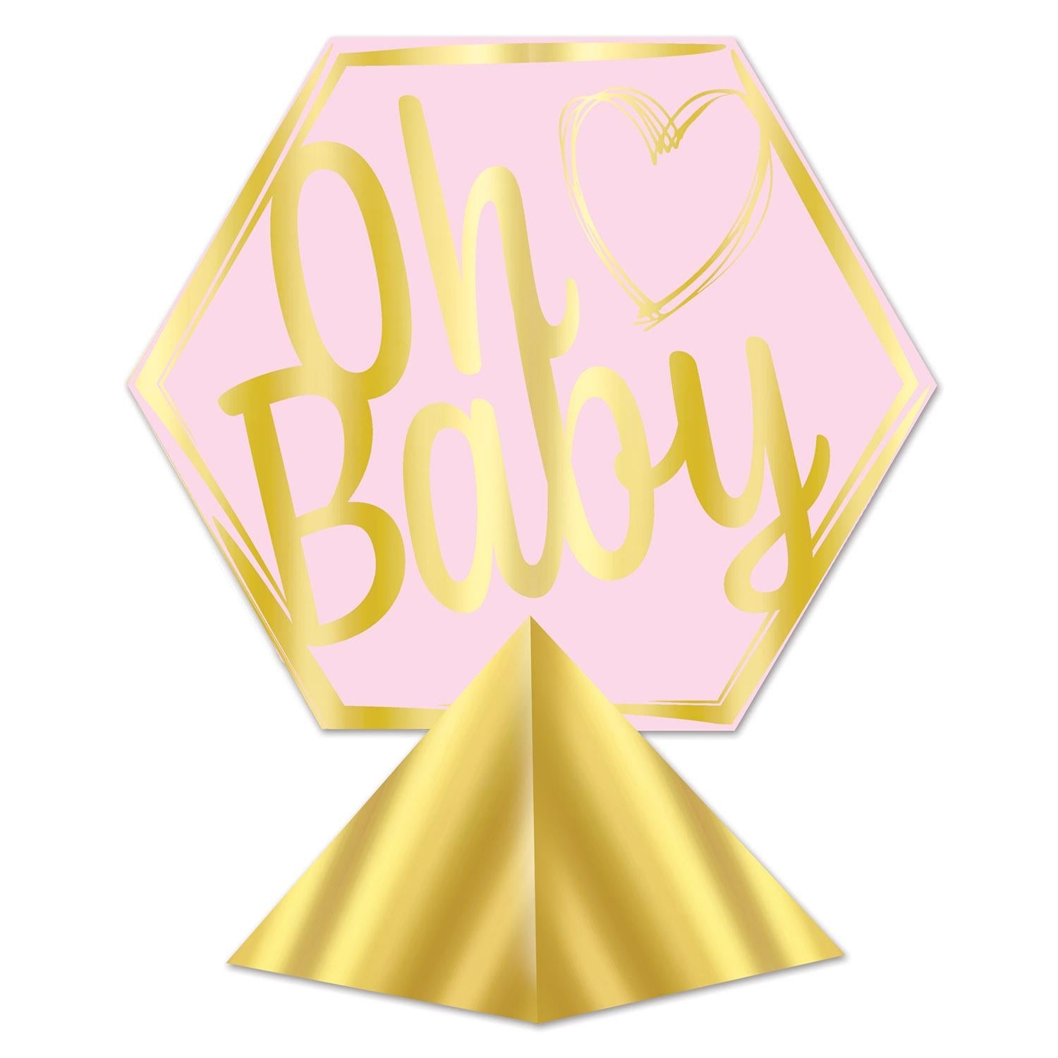 12 Pack Beistle 3D Foil Oh Baby Centerpieces for Baby Shower Decorations - Perfect for Girl's Birthday Party, Gender Reveal & Nursery Decor