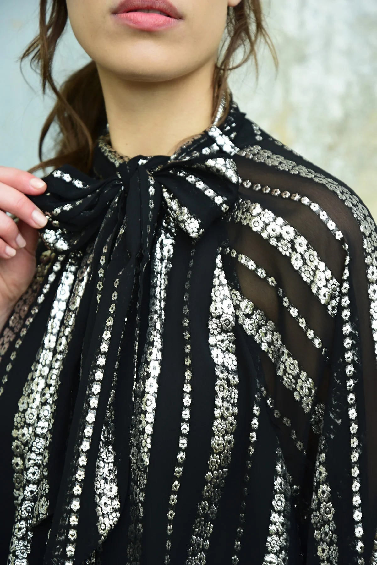 Elegant Black and Silver Blouse for Women - Perfect for Parties, Work & Special Occasions