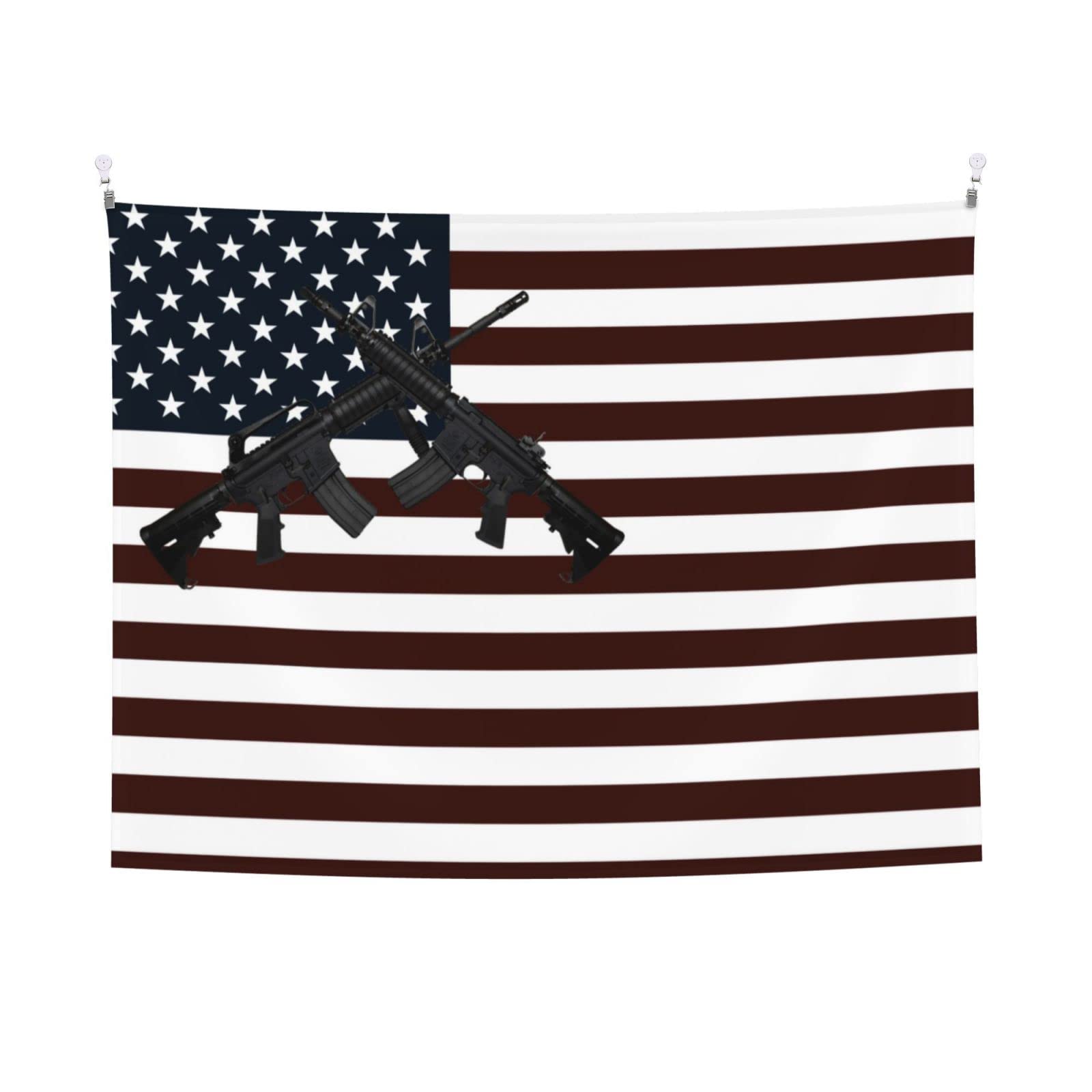 American Gun Flag Tapestry Wall Art Hanging Decor - Patriotic USA Flag Design for Bedroom, Living Room, Dorm (28.7x37.4 Inches) - Perfect for Home Decor, Man Cave, and Patriotic Gift Giving