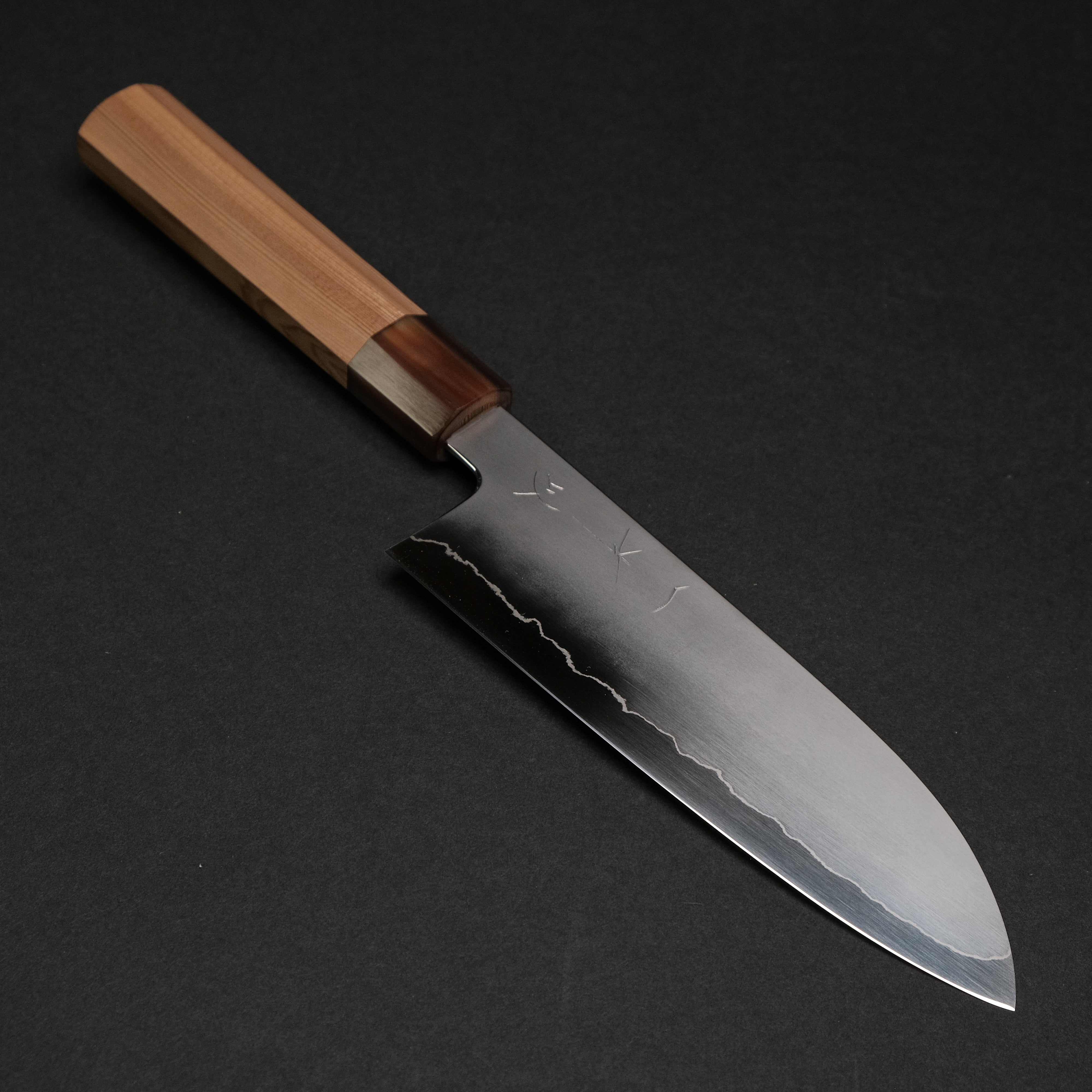 Hitohira Kikuchiyo Izo Silver #3 Santoku Knife with Yakusugi Cedar Handle - Premium Japanese Kitchen Knife for Slicing, Dicing & Chopping - Perfect for Home Chefs & Professional Kitchens