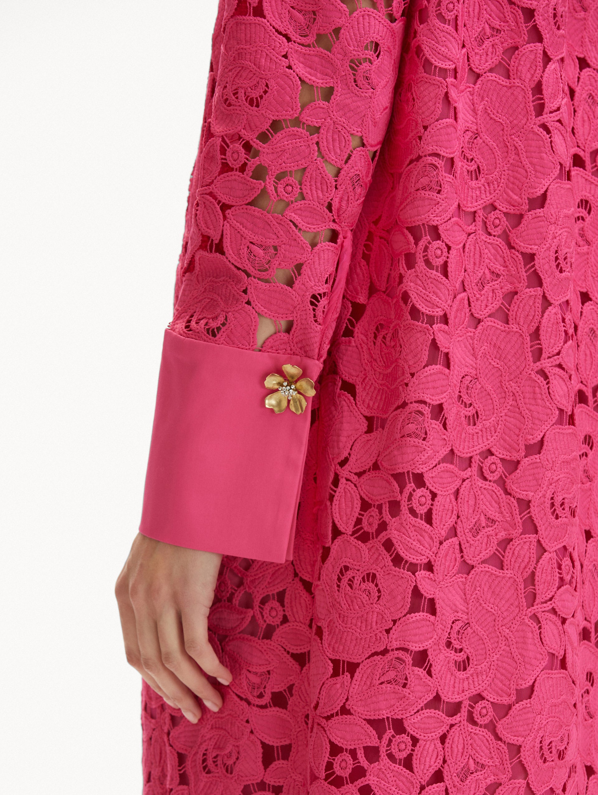 Elegant English Rose Guipure Lace Long Sleeve Evening Gown - Perfect for Weddings, Proms & Formal Events