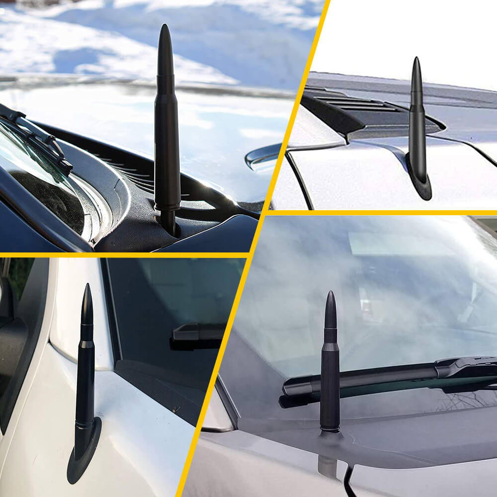 Universal Aluminum Bullet Antenna - High Performance AM/FM Car Antenna for Trucks, SUVs & Classic Cars | Durable & Weatherproof Design for Enhanced Radio Reception