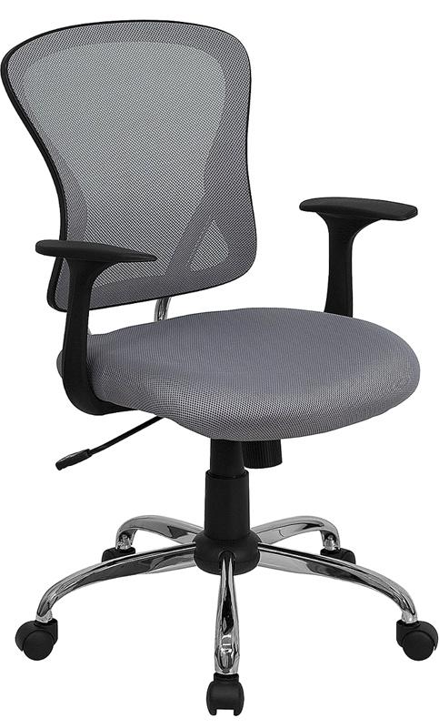 FLASH Alfred Mid Back Black Mesh Swivel Task Office Chair with Chrome Base and Arms - Ergonomic Desk Chair for Home Office, Computer Work & Gaming