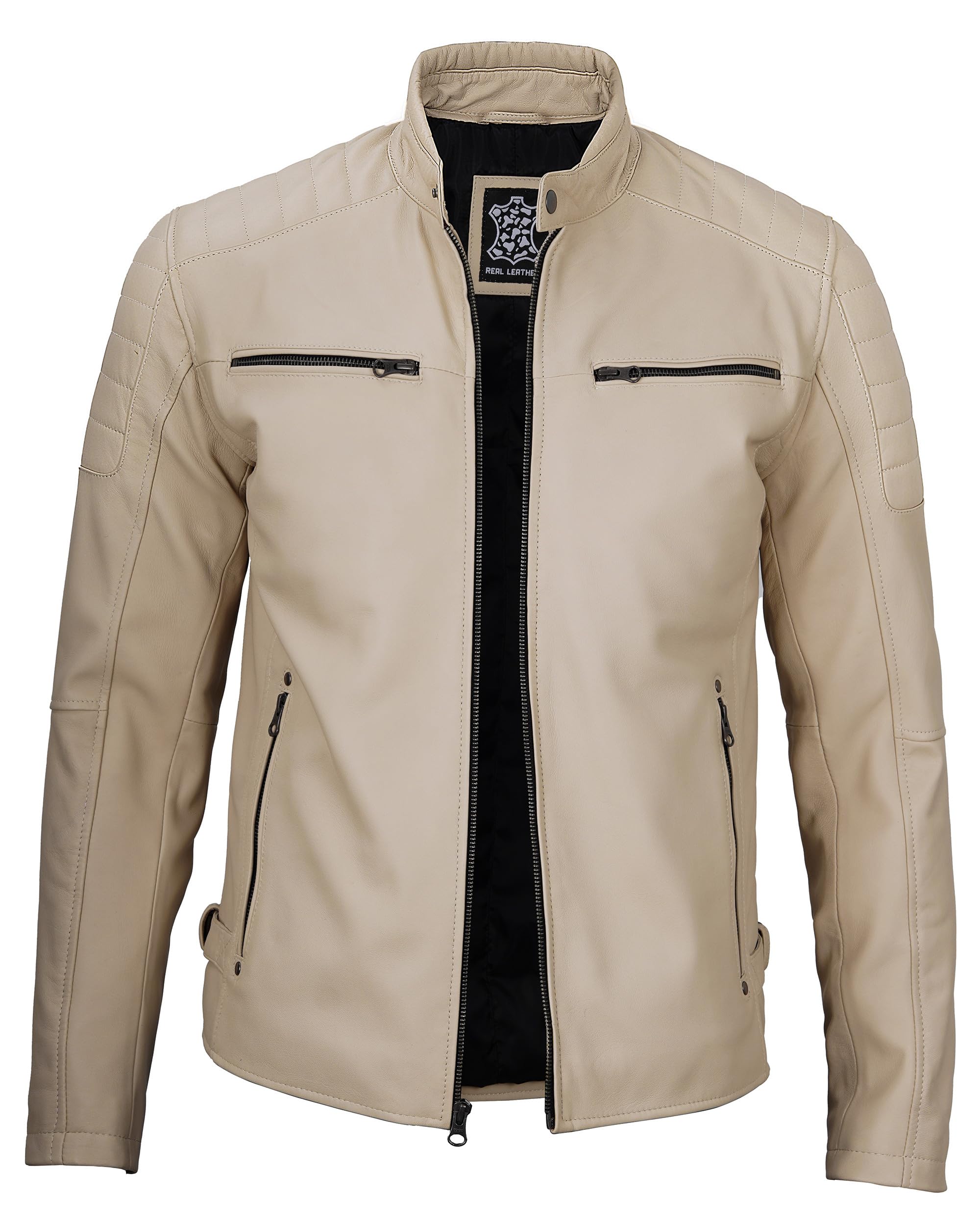 Decrum Men's Genuine Lambskin Leather Jacket - Stylish Casual Biker Jacket for Men | Perfect for Motorcycle Riding, Night Out & Everyday Wear