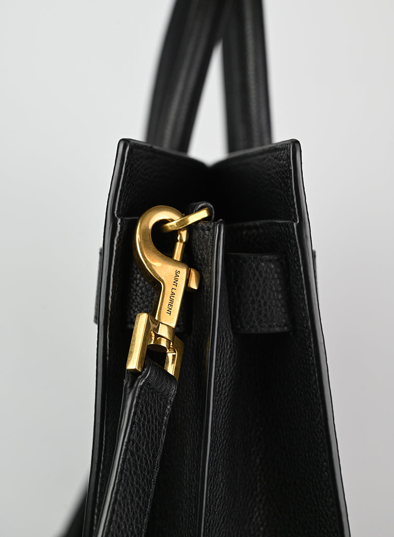 Saint Laurent Sac du Jour Large Black Leather Tote Bag for Women - Luxury Designer Handbag for Work, Travel & Everyday Use
