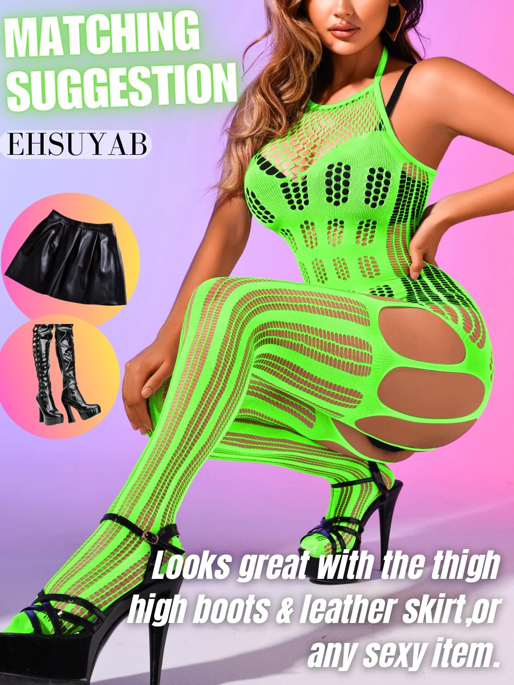 Sexy Sheer Fishnet Bodysuit for Women - Exotic Cutout Lingerie, Gothic Club Outfit | Perfect for Rave Parties, Nightclub Dancing & Boudoir Photography