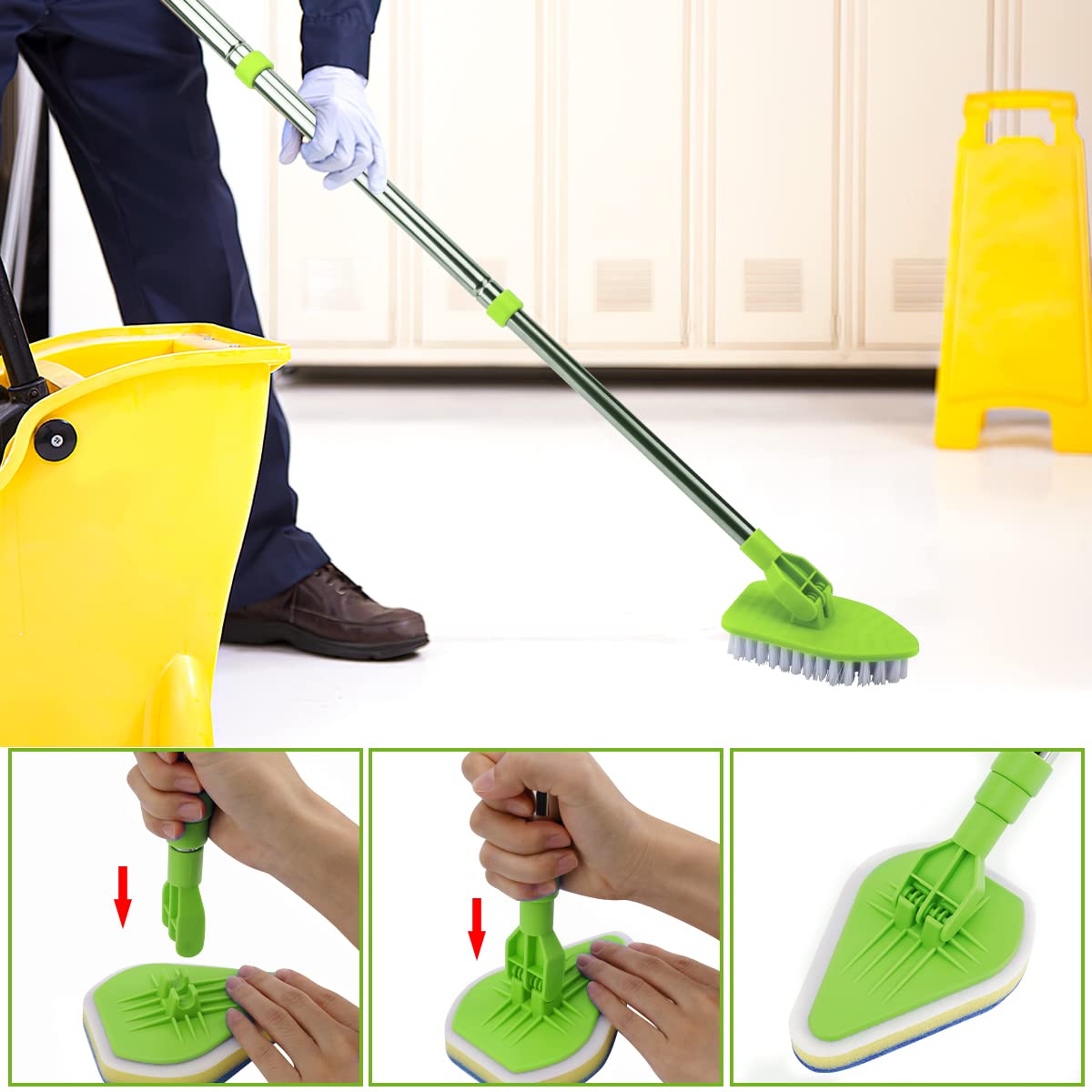 Globalstore 2-in-1 Shower Cleaning Brush with Stiff Bristles & Sponge Heads - 37