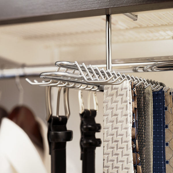 Premium Wooden Gliding Tie & Belt Rack - Space Saving Closet Organizer for Men's Accessories | Perfect for Home, Office & Travel Storage