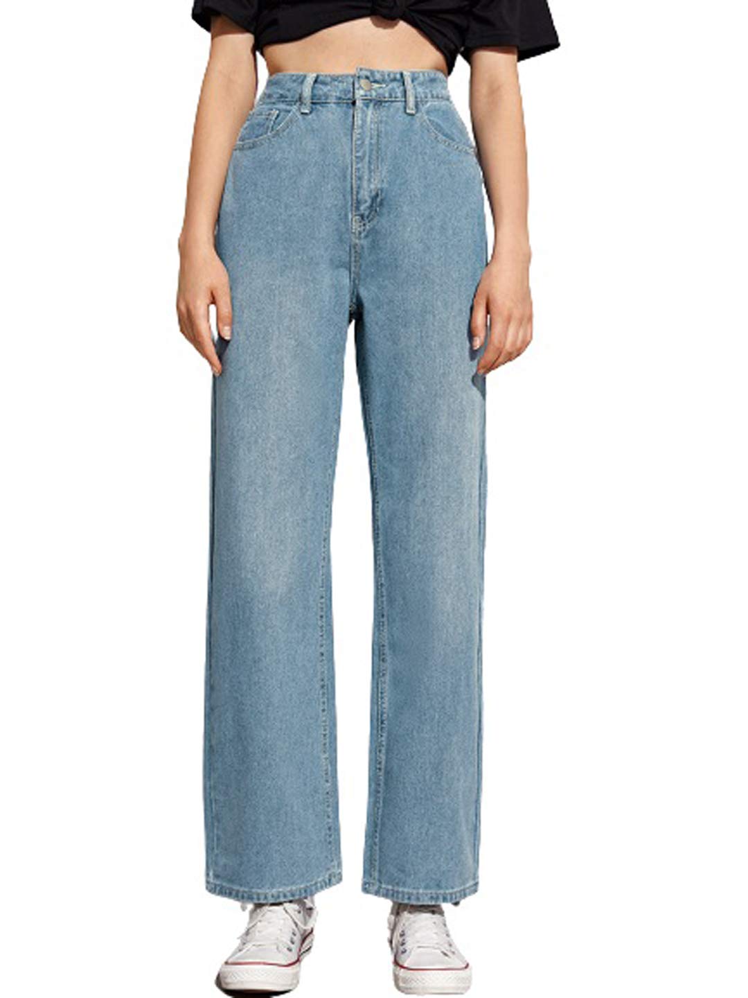 KOTTY Women's High Rise Relaxed Fit Cotton Lycra Blend Ankle Length Jeans - Comfortable Stretch Pants for Casual Wear, Work & Everyday Outfits