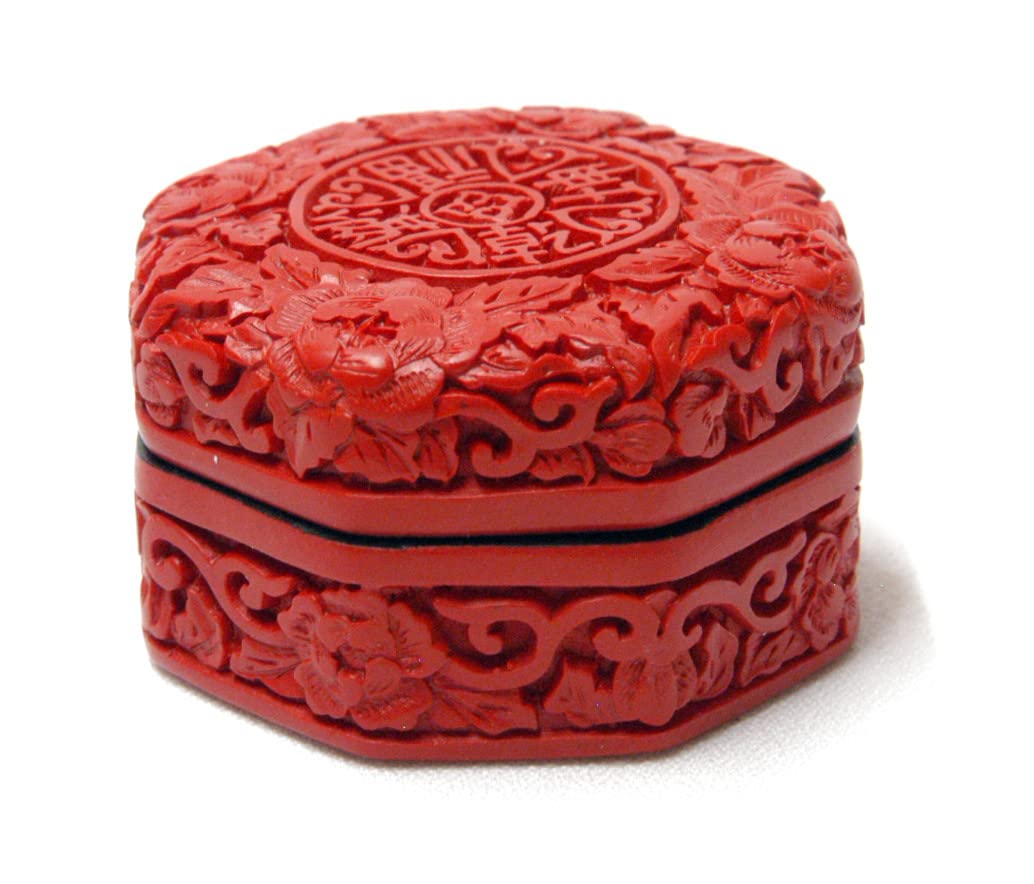 2.5 Inch Red Peony Lacquered Wooden Jewelry Box - Handcrafted Decorative Storage for Rings, Earrings & Keepsakes - Perfect for Gift Giving, Home Decor & Organizing Small Treasures