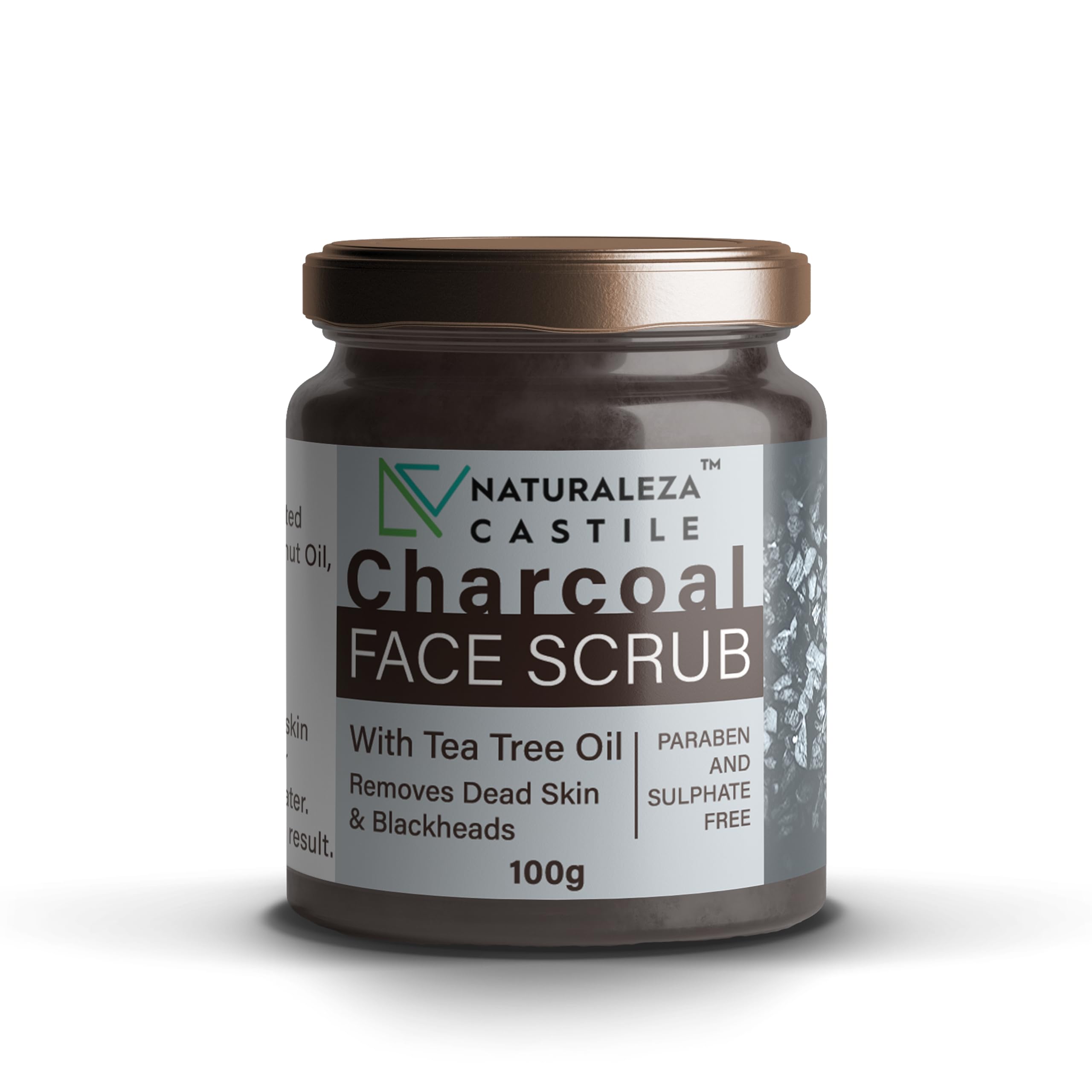 Natural Charcoal & Tea Tree Oil Face Scrub (100g) - Deep Cleansing, Blackhead Removal & Exfoliating Facial Cleanser for Face, Neck & Body | Perfect for Acne-Prone Skin & Daily Skincare Routine