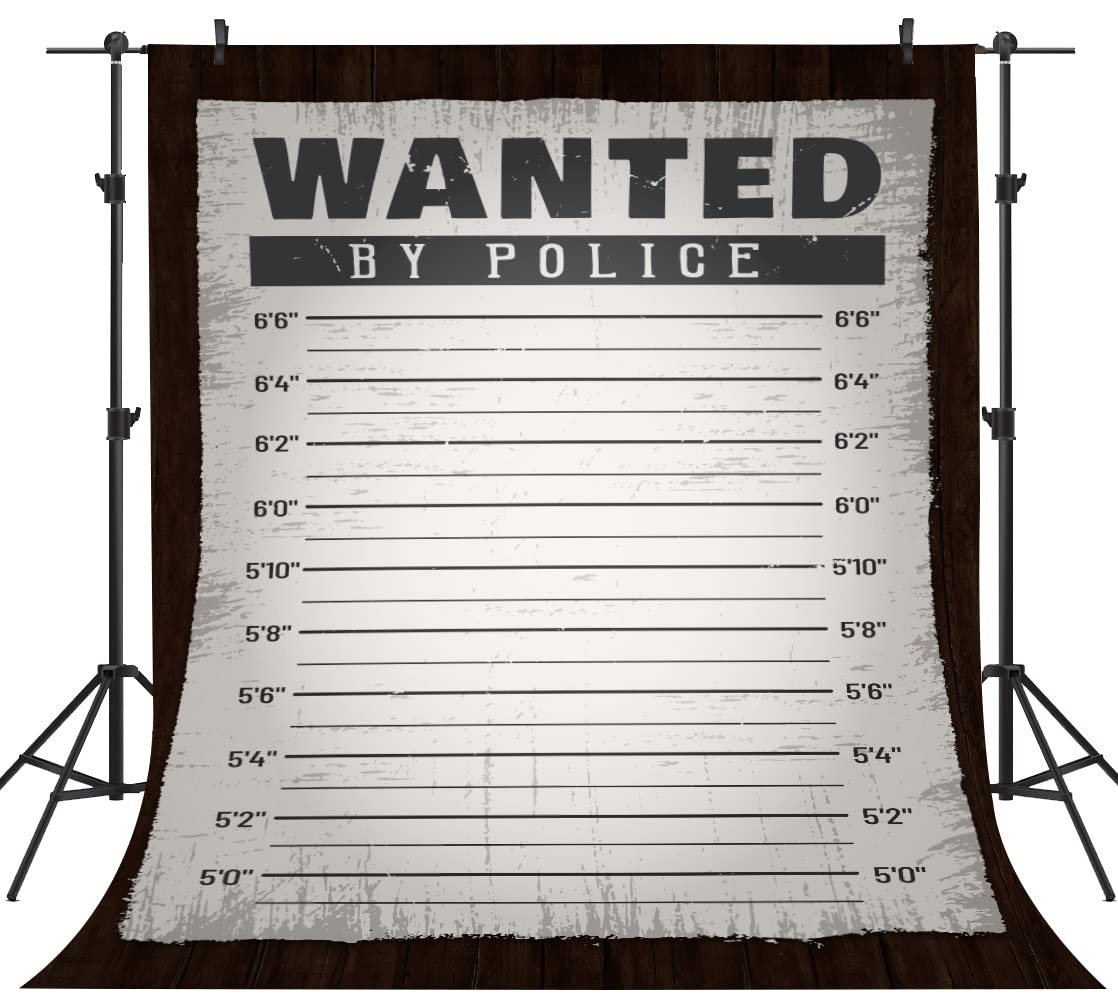 5x7ft Police Lineup Backdrop - Height Chart & Mugshot Photo Background for Murder Mystery Parties, Suspect Wall Decor, Wanted Poster Vinyl - Perfect for Crime Scene Photography, Detective Theme Events & Police Costume Props (BJLSPH1830#2)