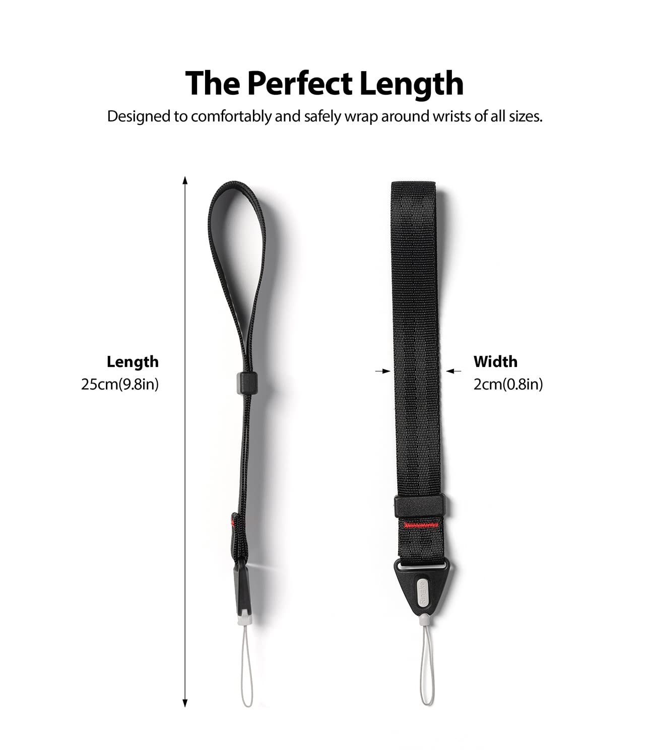 **Ringke Adjustable Universal Phone Wrist Strap - Durable Hand Strap for Smartphones & Cameras - Secure Lanyard for Travel, Hiking & Outdoor Activities - Black**
